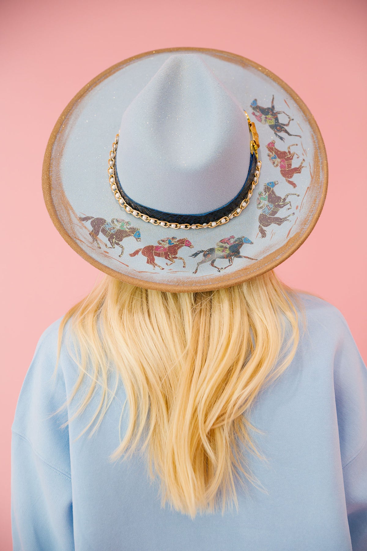 New Anthropologie x Van Palma Luke Rancher Hat L Blue Van Palma Ezra Felt Cowboy Hat With Brass Accents | Neiman  main image 2