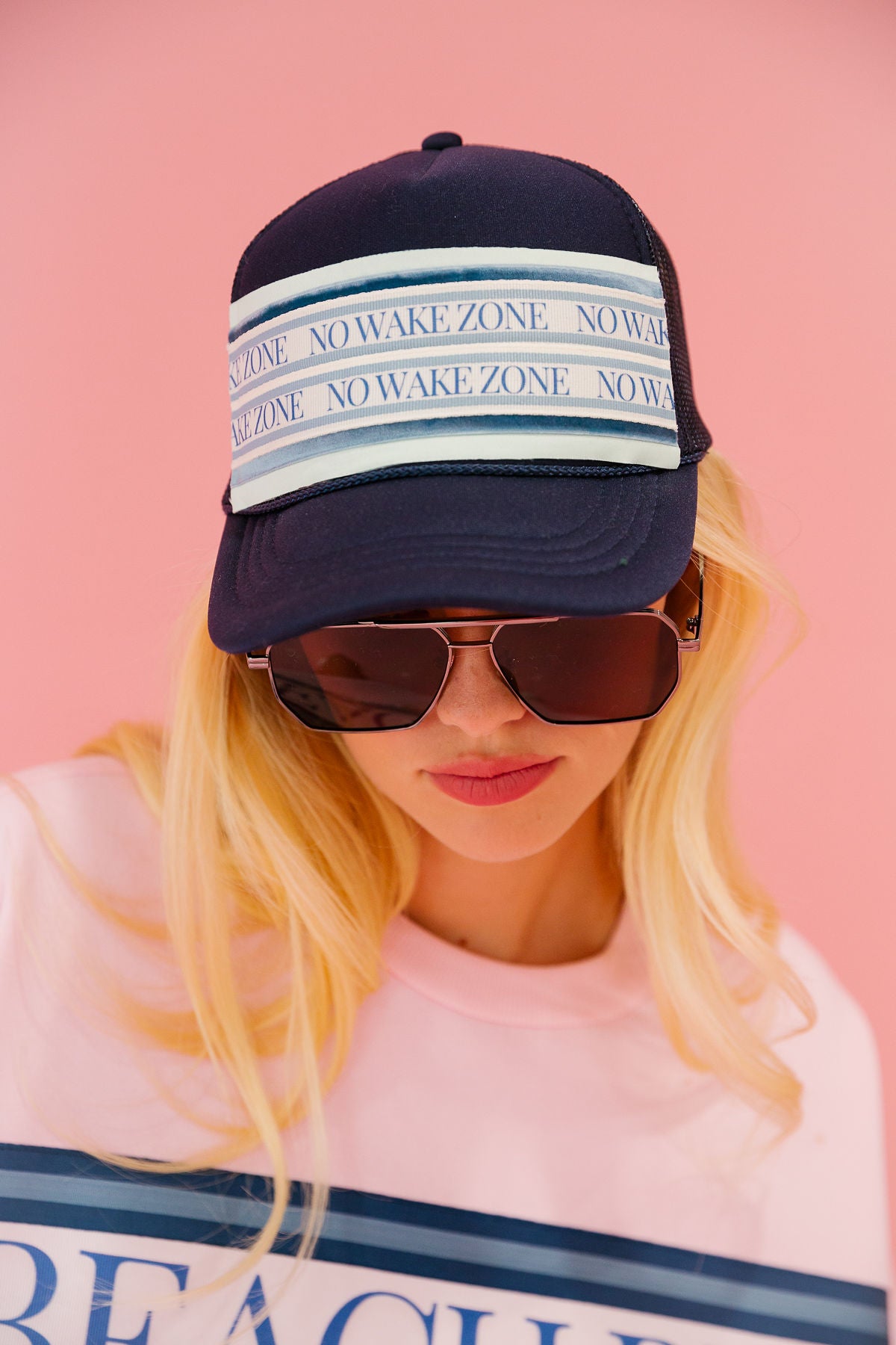 NO WAKE ZONE TRUCKER HAT HAT Judith March