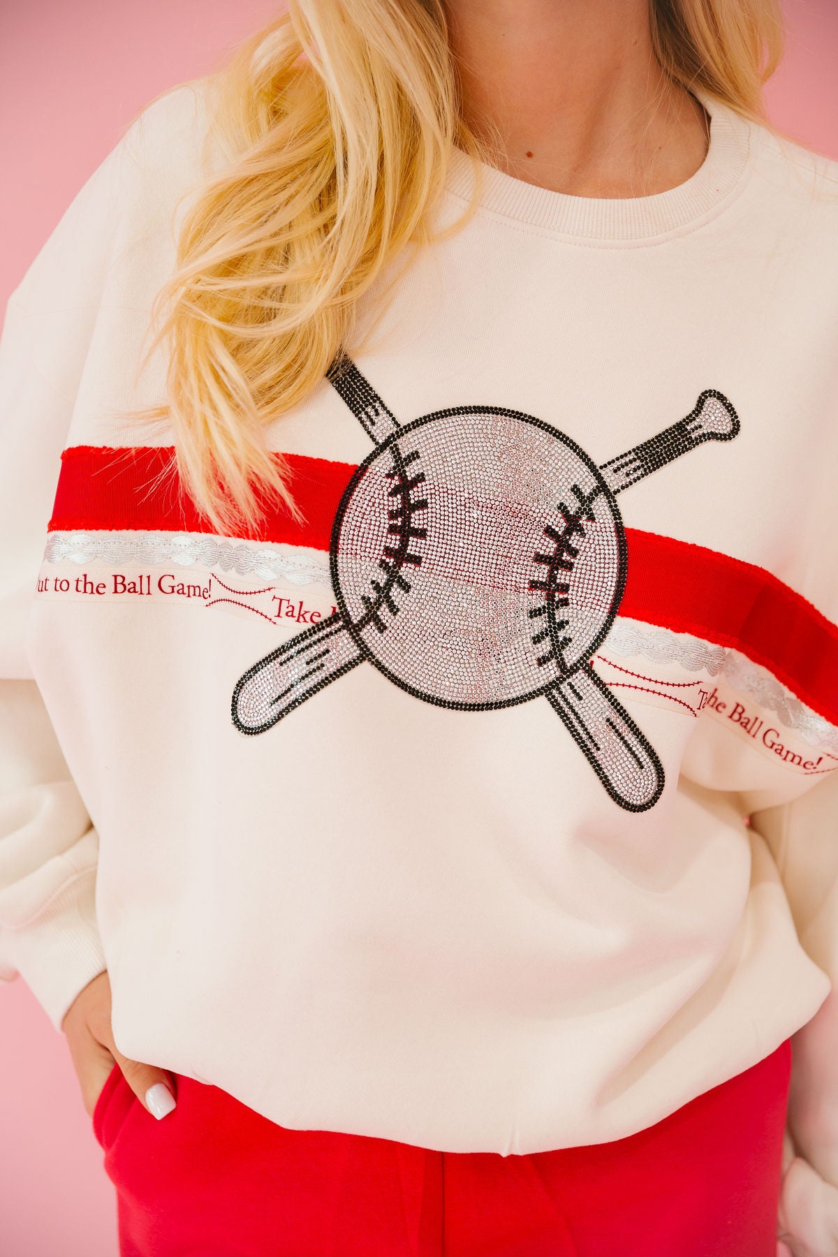 OUT TO THE GAME BASEBALL PULLOVER PULLOVER Judith March
