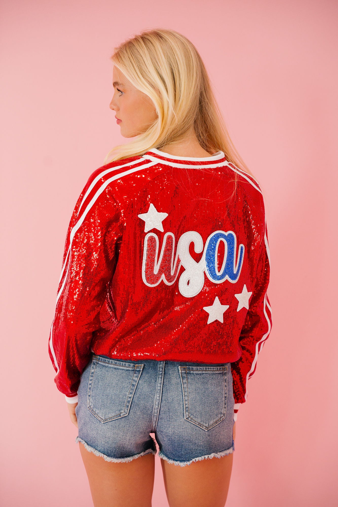 USA PATCH RED SEQUIN JACKET JACKET Judith March