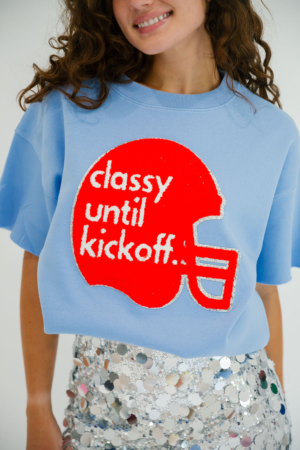 CLASSY UNTIL KICKOFF HELMET BLUE SLEEVELESS PULLOVER PULLOVER Judith March