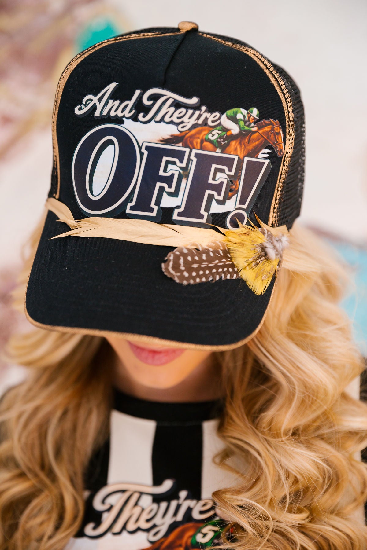 AND THEY'RE OFF BLACK TRUCKER HAT TRUCKER HAT Judith March