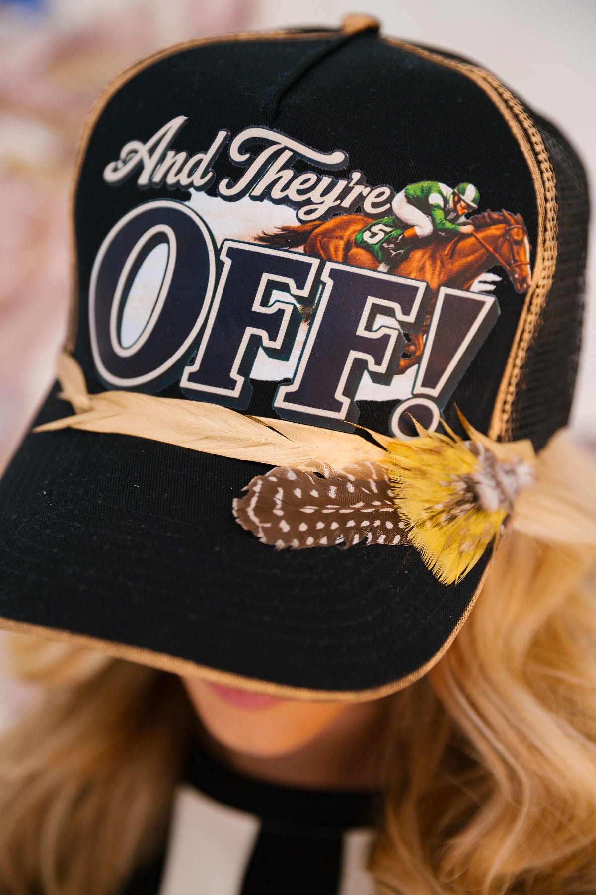 AND THEY'RE OFF BLACK TRUCKER HAT TRUCKER HAT Judith March