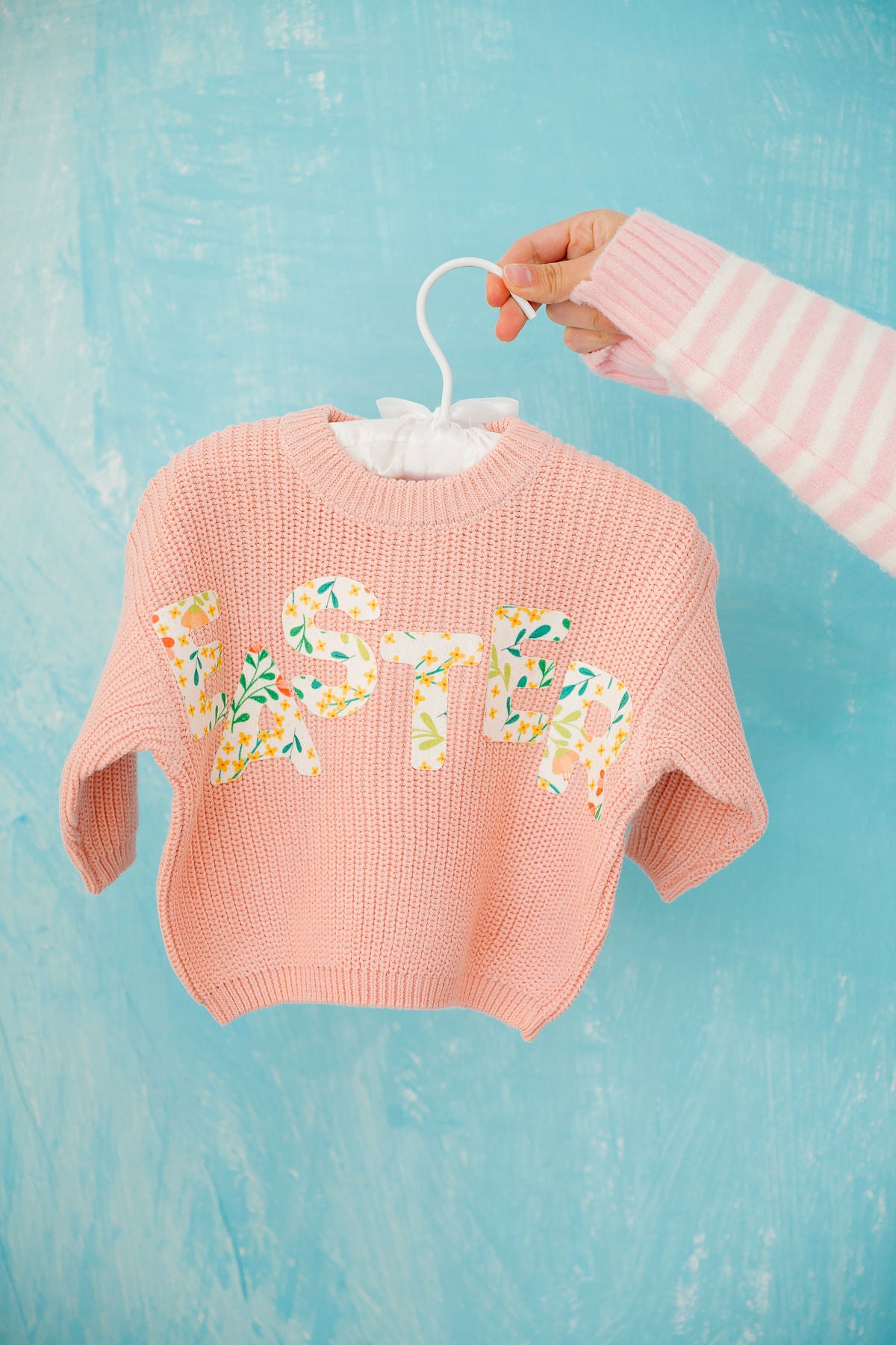 MINI KIDS EASTER PINK WAFFLE SWEATER SWEATER Judith March