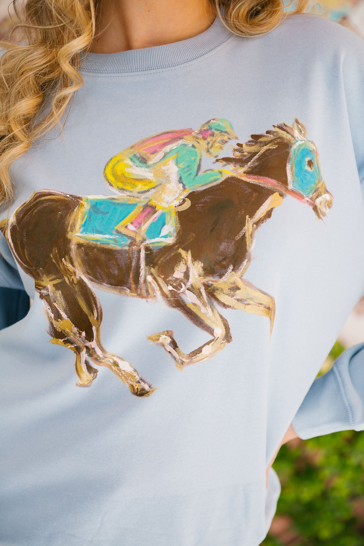 RACE SEASON HAND PAINTED BLUE PULLOVER PULLOVER Judith March