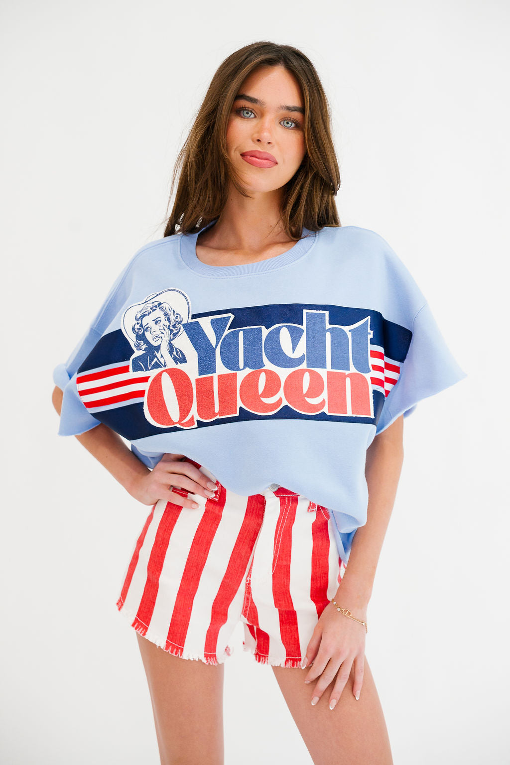 YACHT QUEEN BLUE SLEEVELESS PULLOVER PULLOVER Judith March