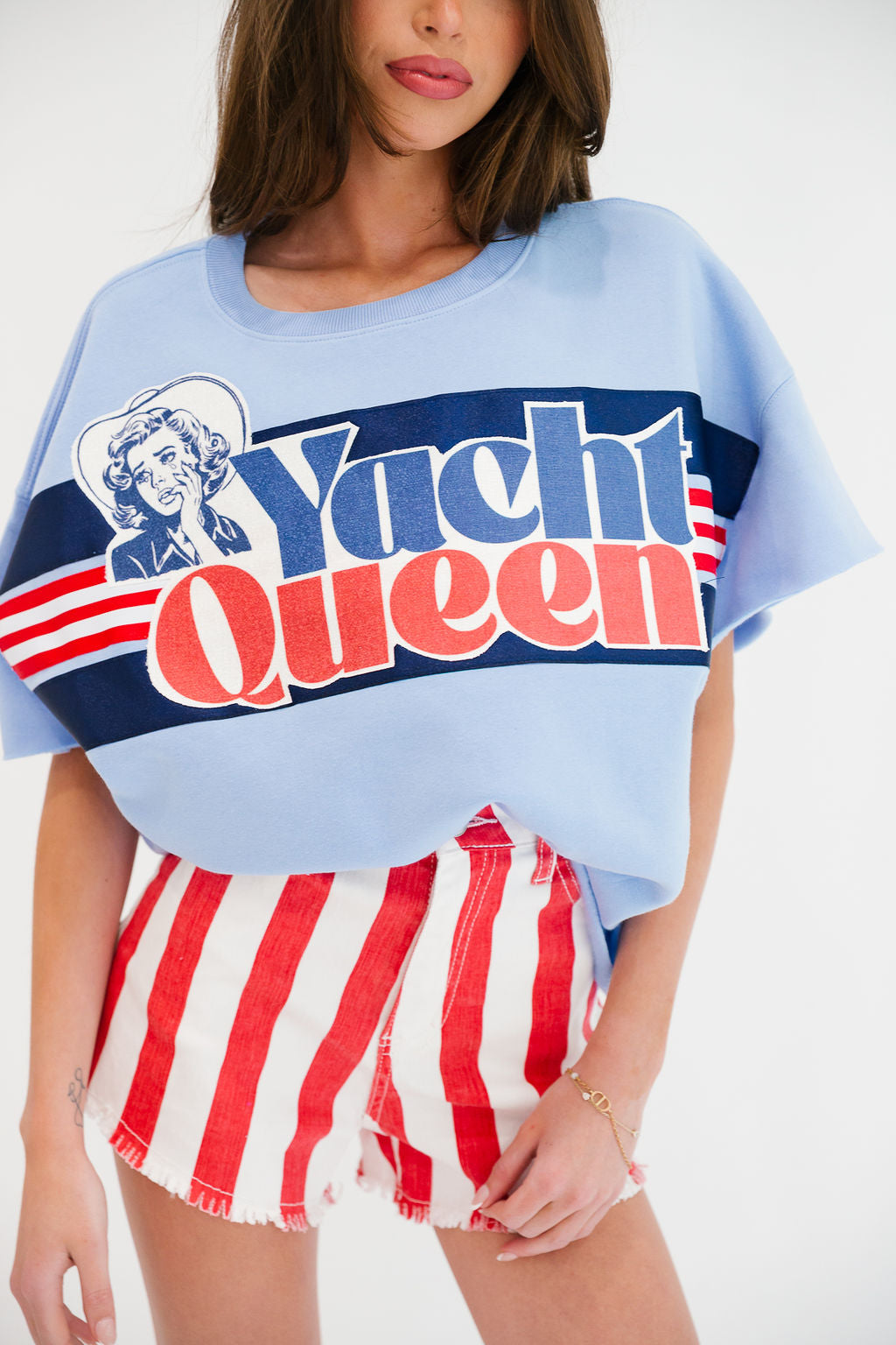 YACHT QUEEN BLUE SLEEVELESS PULLOVER PULLOVER Judith March