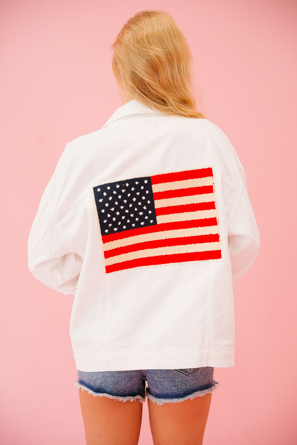 LAND OF THE FREE DENIM JACKET JACKET Judith March SMALL WHITE