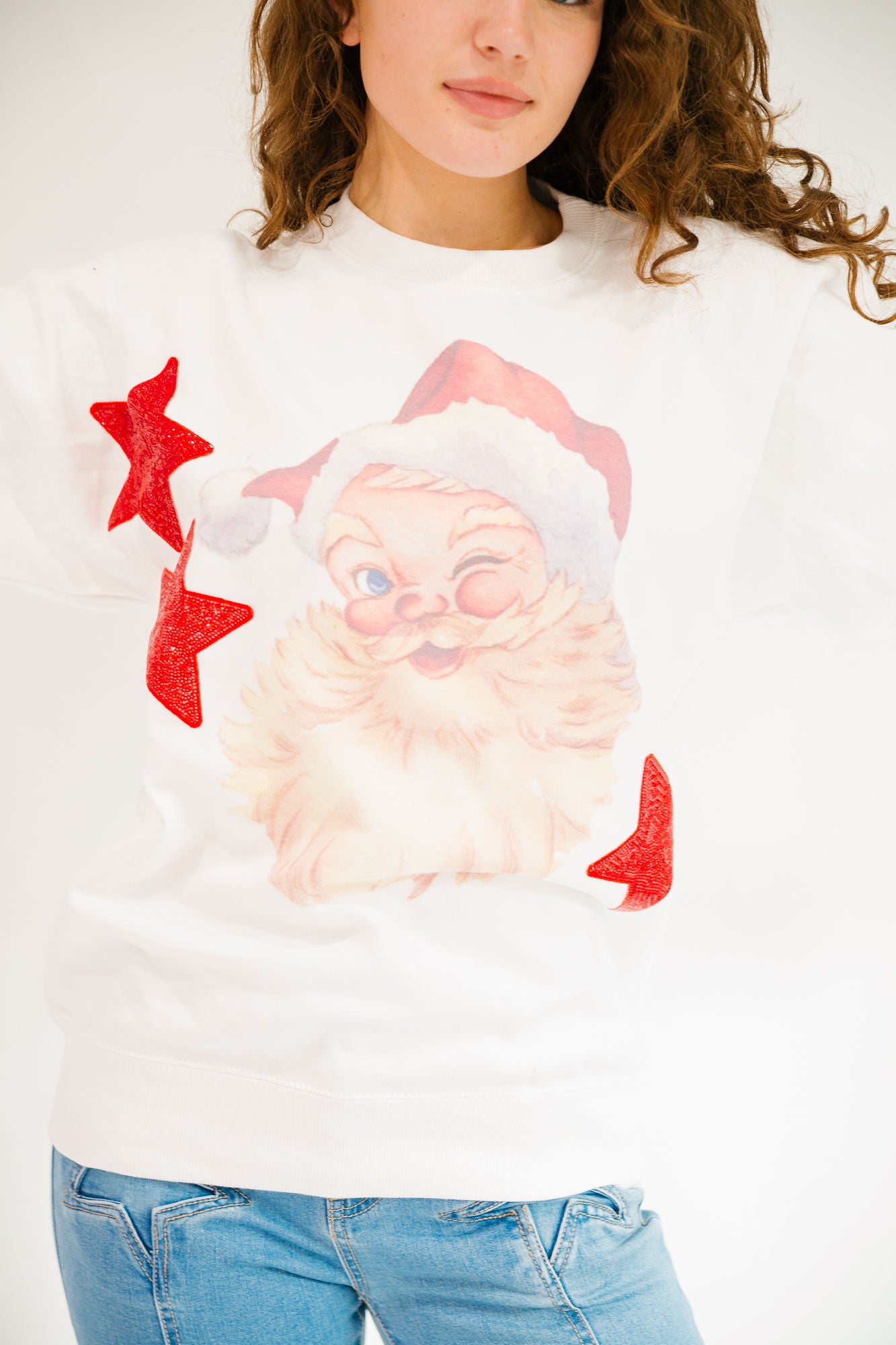 *JOLLY SANTA STAR WHITE PULLOVER - SMALL PULLOVER Judith March