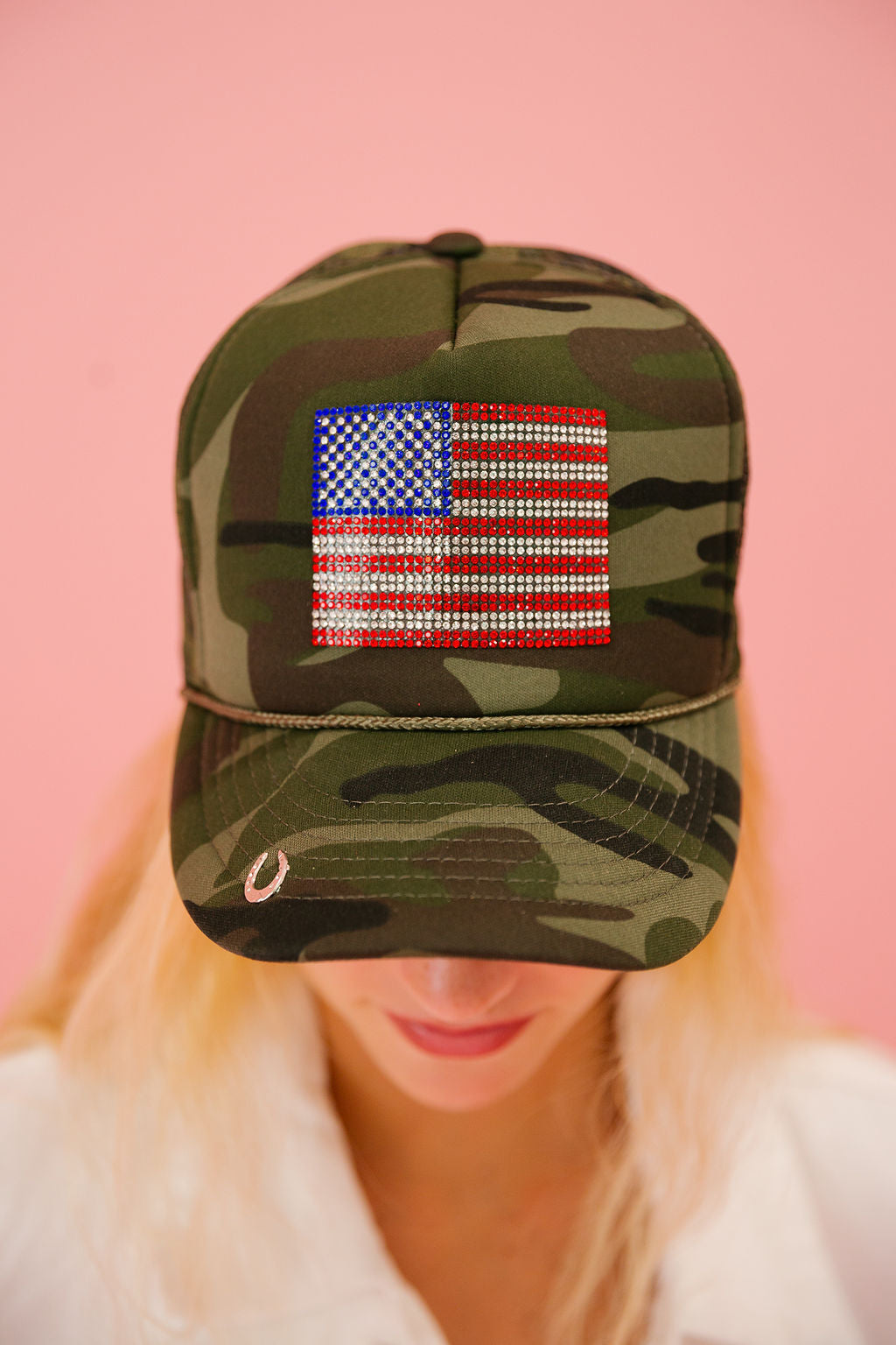 FLAG PATCH CAMO TRUCKER HAT TRUCKER HAT Judith March