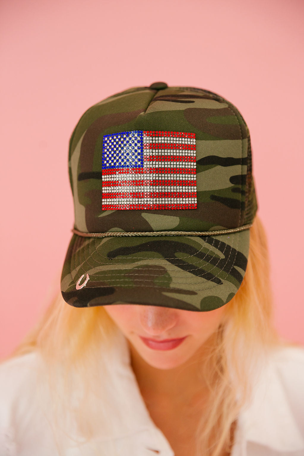 FLAG PATCH CAMO TRUCKER HAT TRUCKER HAT Judith March