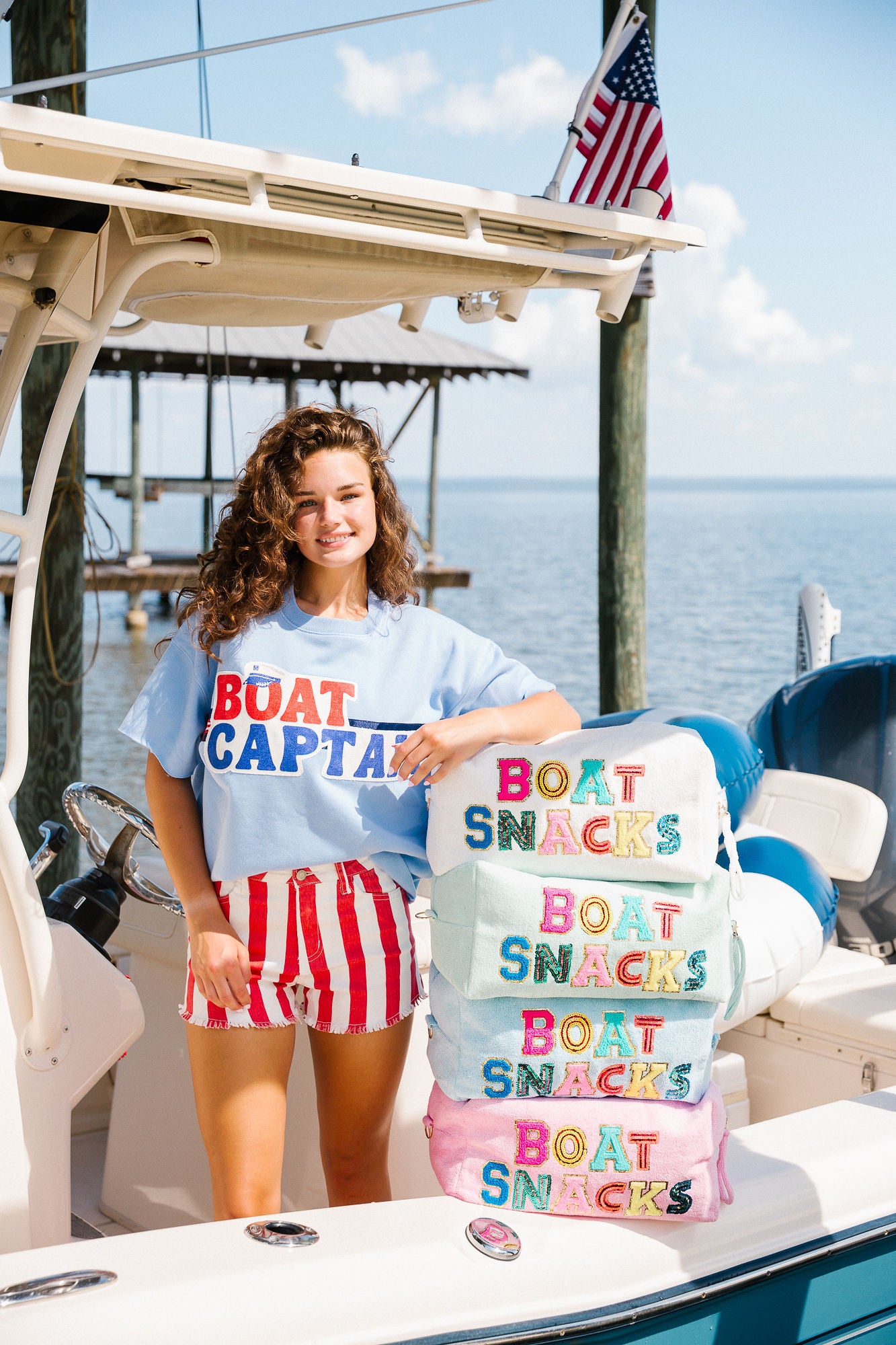 BOAT SNACKS SEQUINED LARGE TERRY CLOTH BAG Handbag & Wallet Accessories Judith March