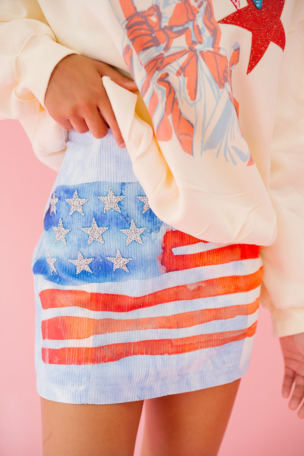 WATERCOLOR FLAG TIE DYE SKIRT SKIRT Judith March