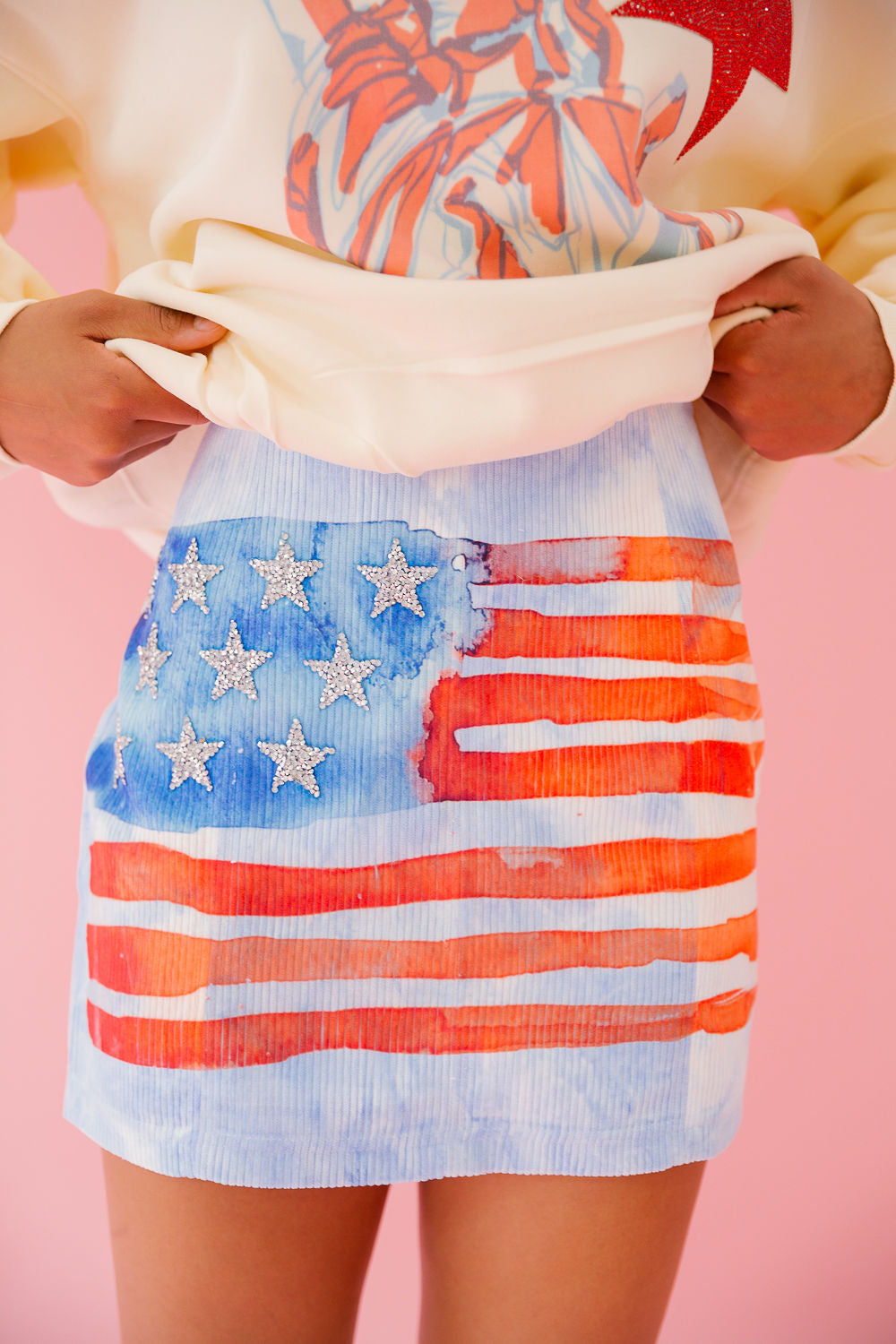 WATERCOLOR FLAG TIE DYE SKIRT SKIRT Judith March