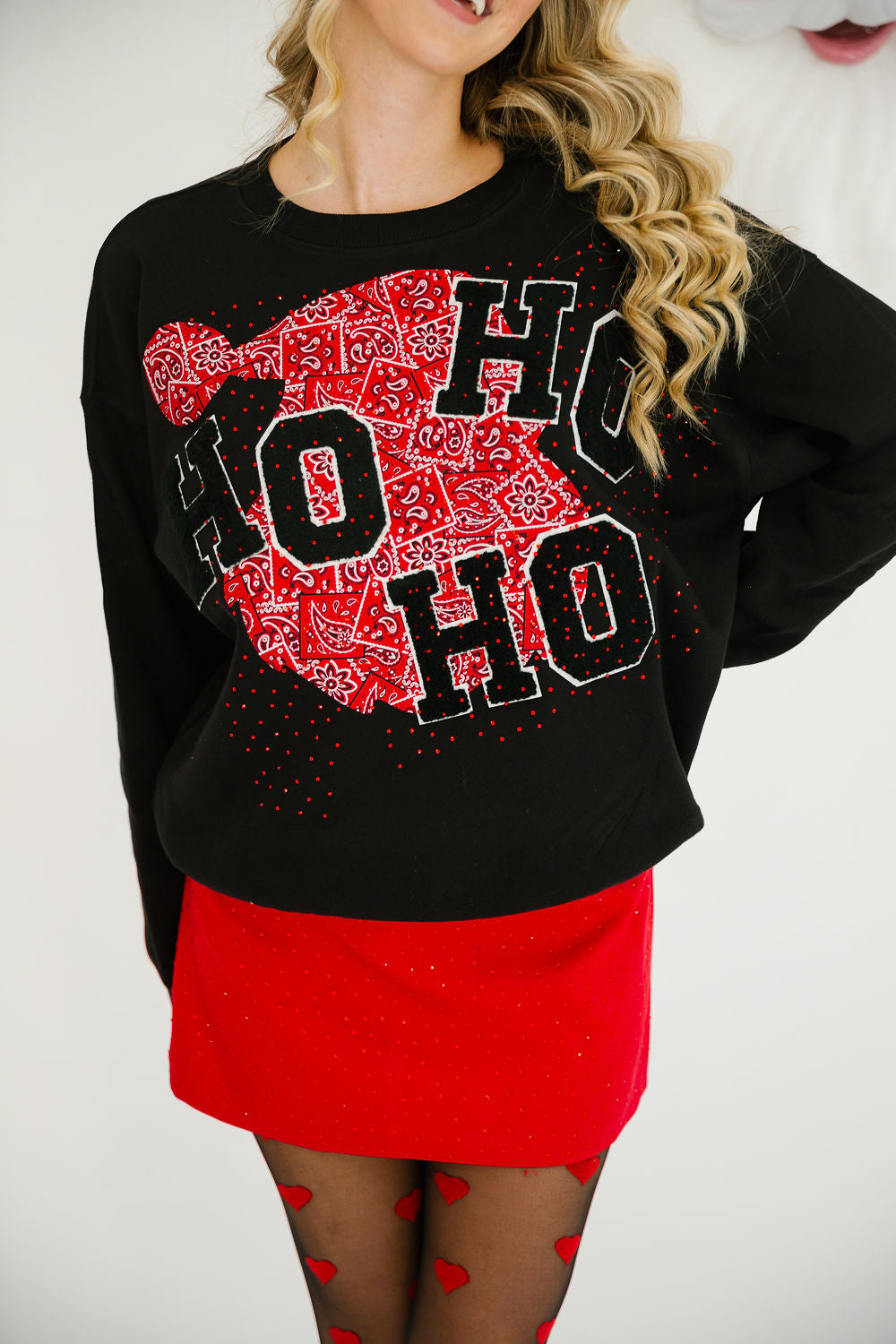 HO HO HO RHINESTONE BLACK PULLOVER PULLOVER Judith March