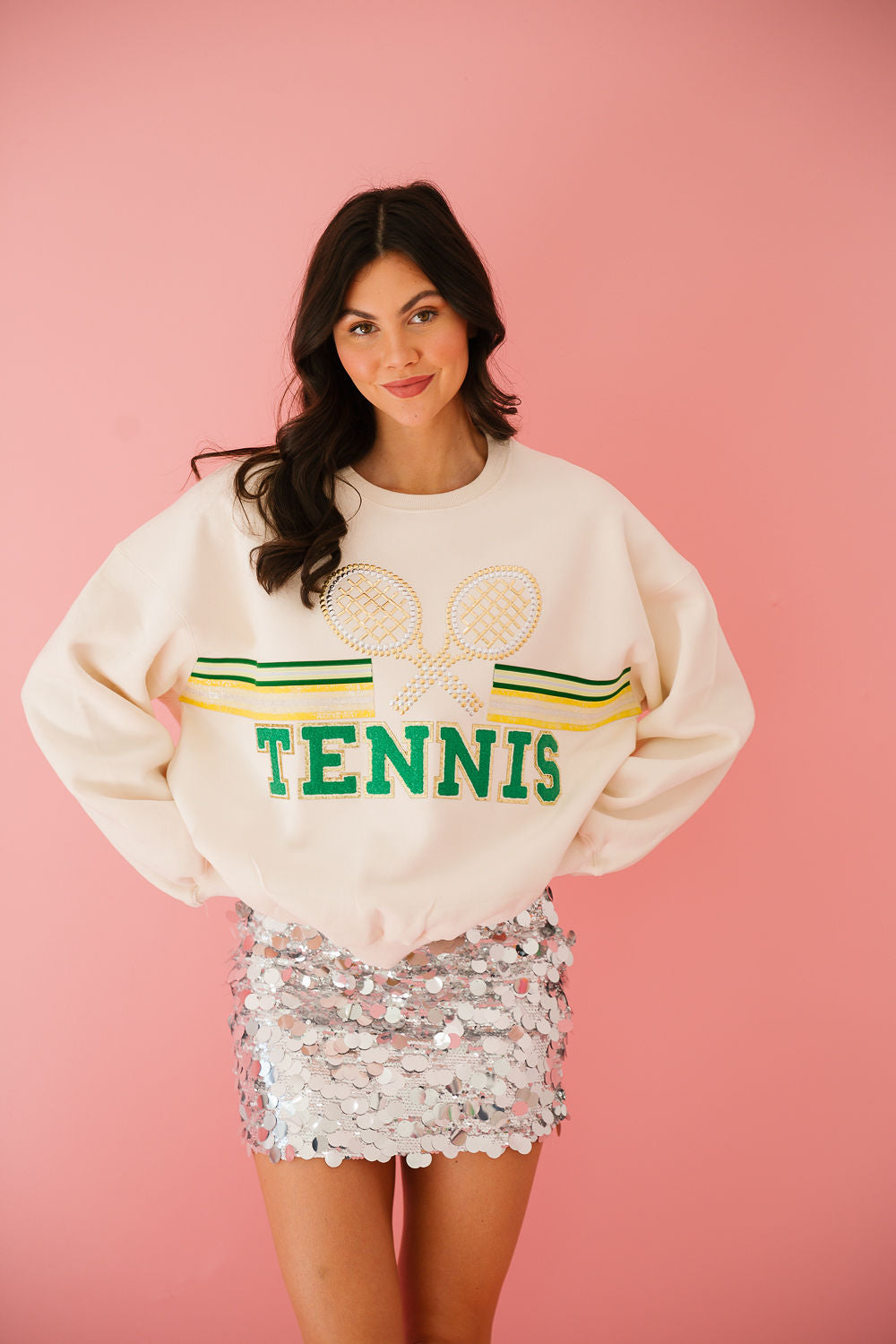 TENNIS DOUBLES CREAM PULLOVER pullover Judith March