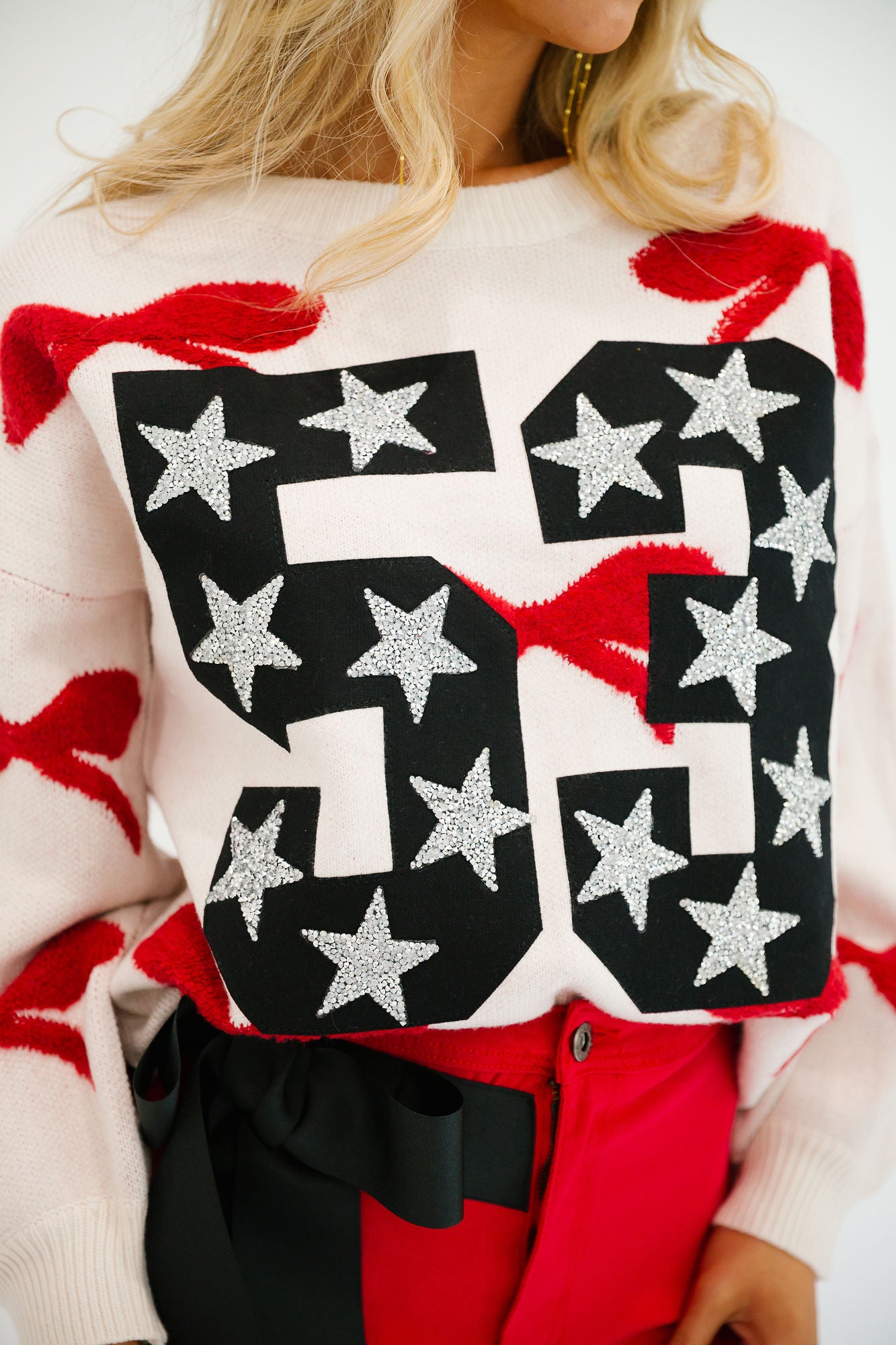 CUSTOM NUMBER BOW SWEATER PULLOVER Judith March