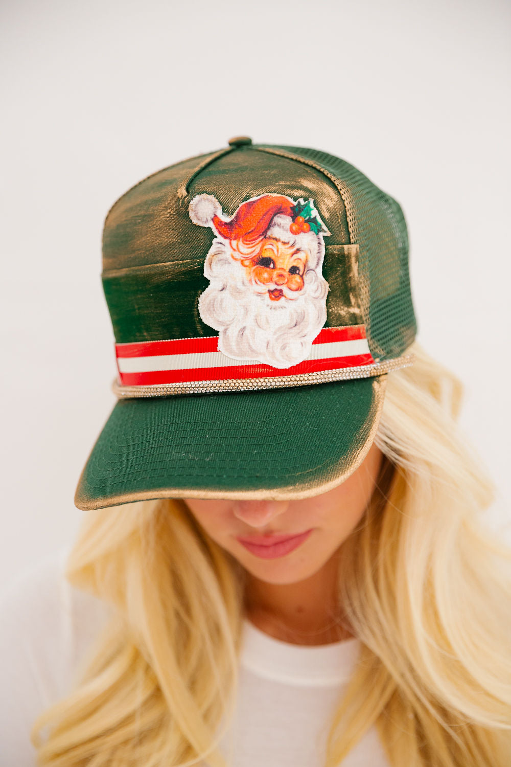 JOLLY SANTA GREEN TRUCKER HAT HAT Judith March