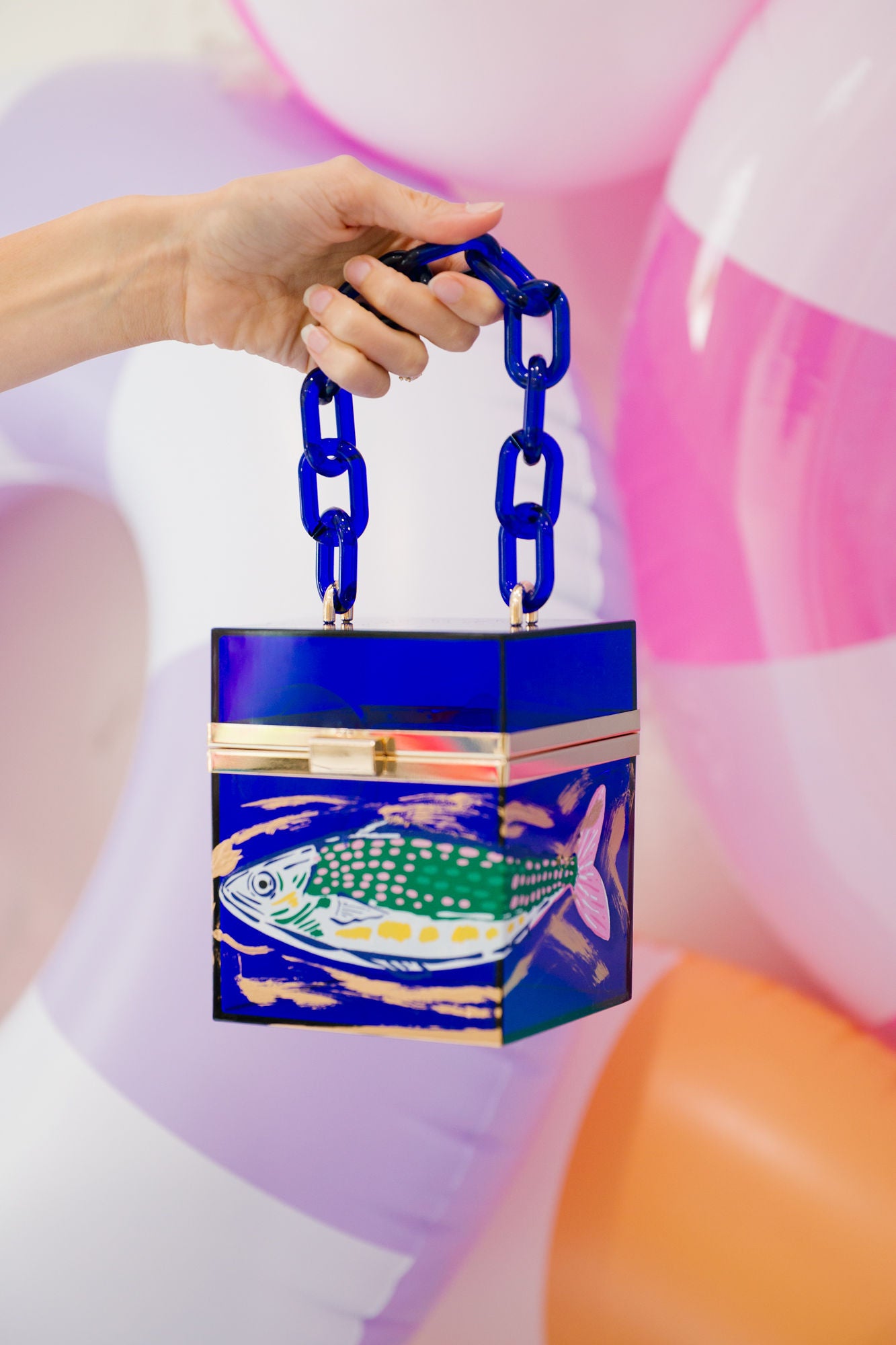 CATCH OF THE DAY ACRYLIC BLUE BAG PURSE Judith March