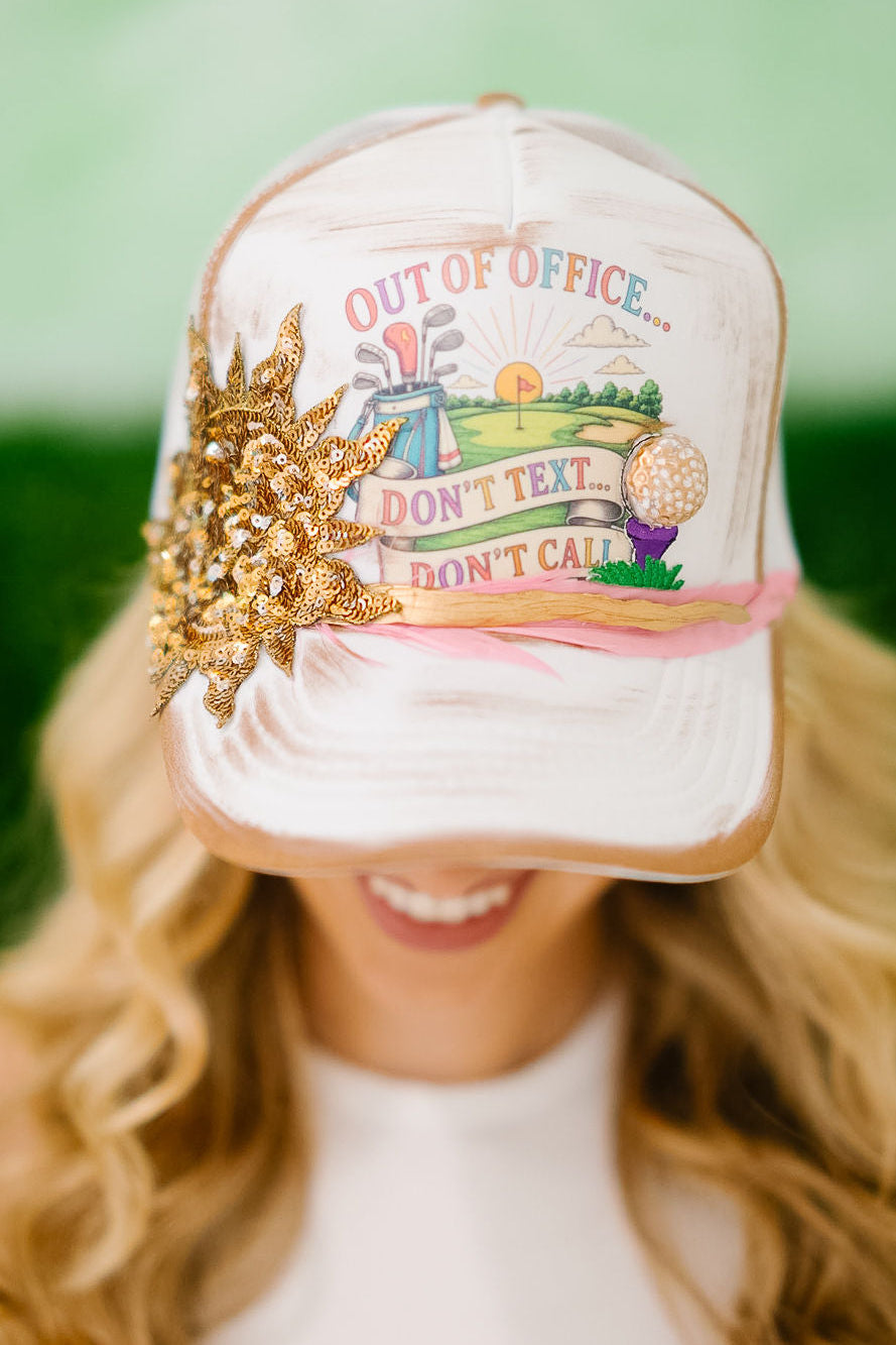 OUT OF OFFICE GOLF WHITE TRUCKER HAT HAT Judith March