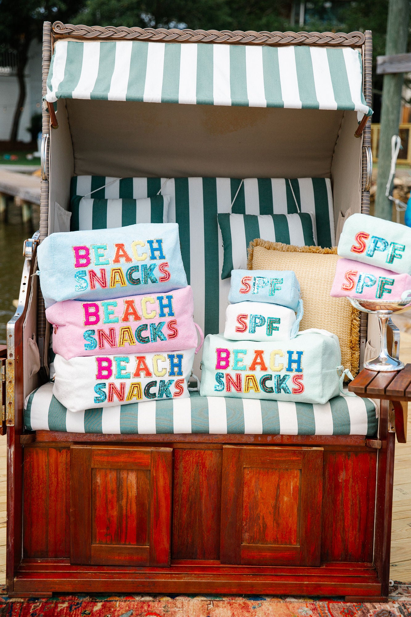 BEACH SNACKS LARGE TERRY CLOTH BAGS Handbag & Wallet Accessories Judith March