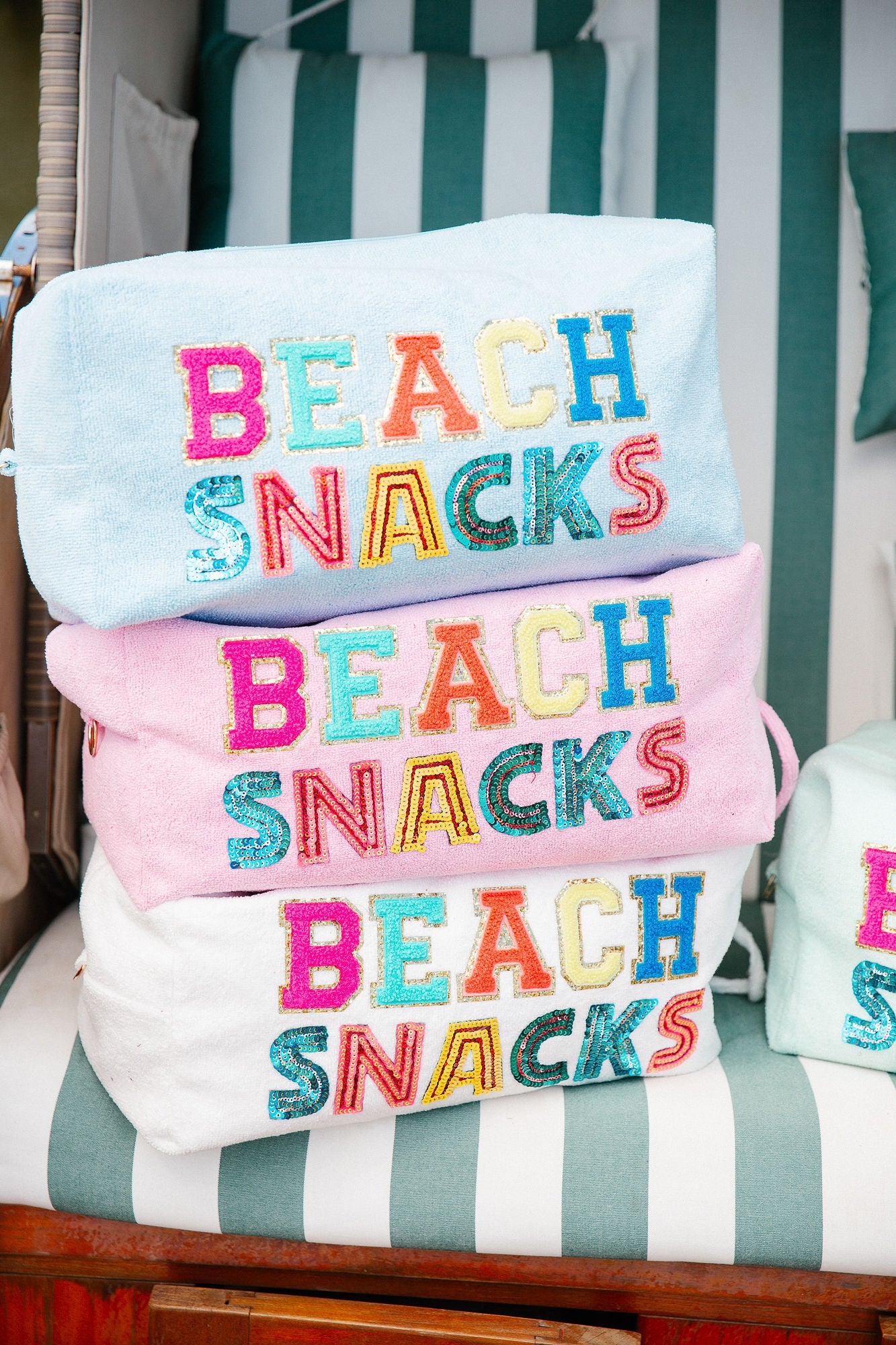 BEACH SNACKS LARGE TERRY CLOTH BAGS Handbag & Wallet Accessories Judith March