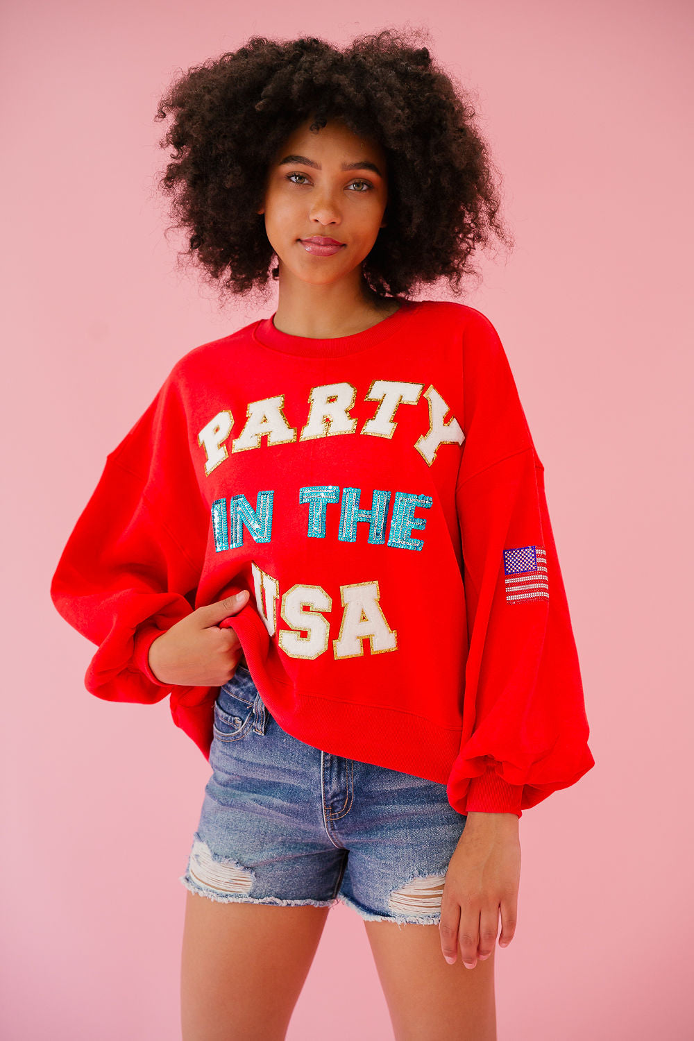 PARTY IN THE USA RED PULLOVER pullover Judith March