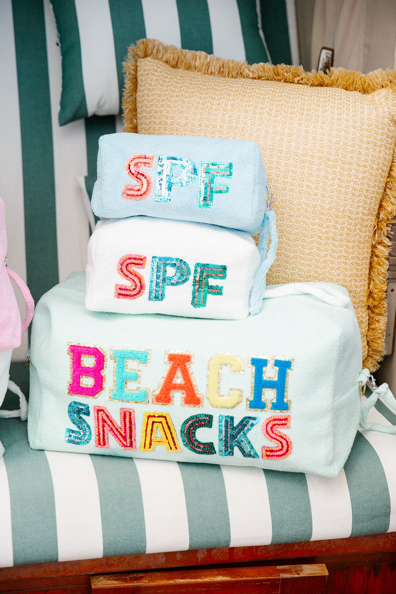 BEACH SNACKS LARGE TERRY CLOTH BAGS Handbag & Wallet Accessories Judith March
