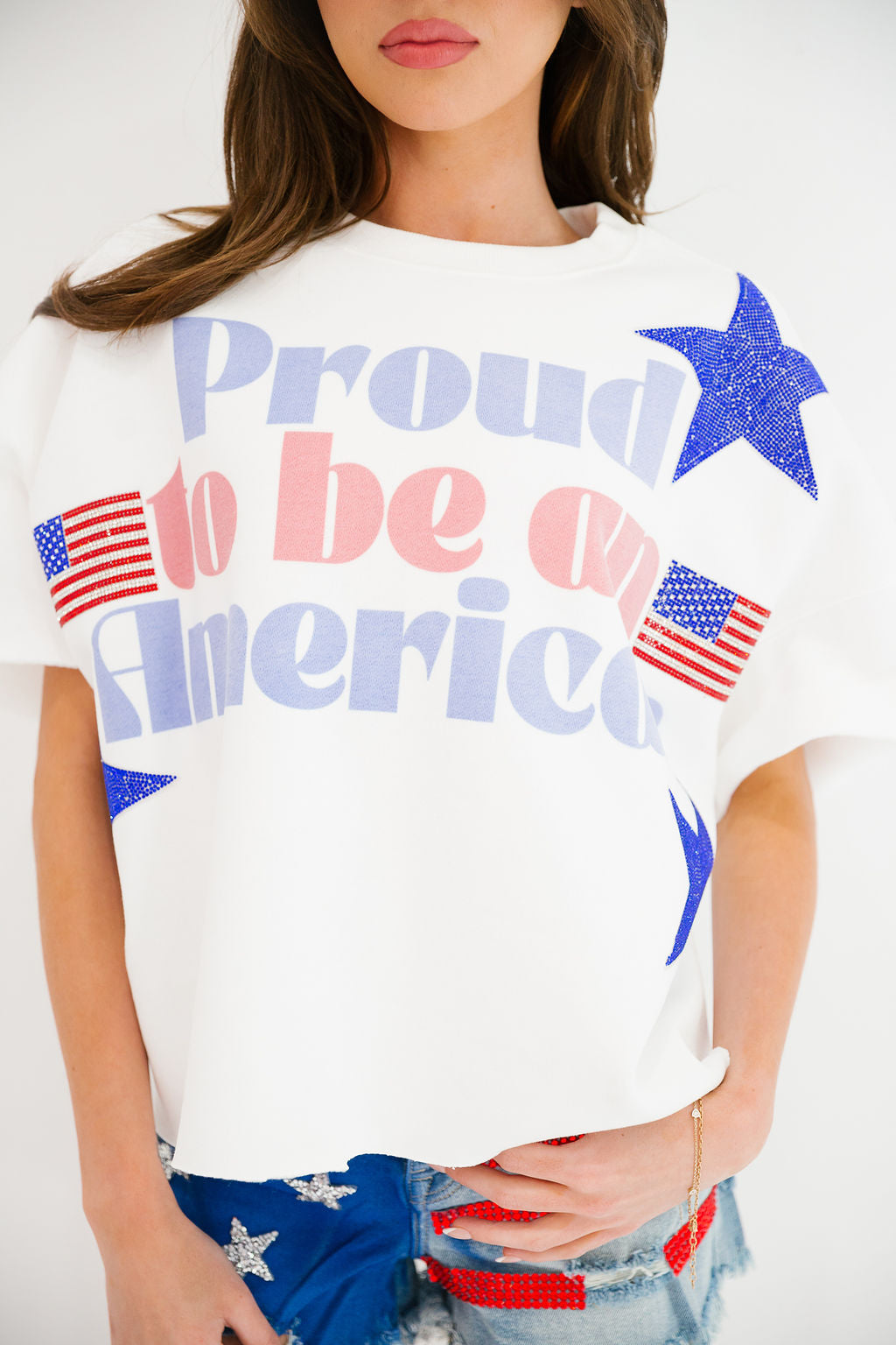 PROUD TO BE AMERICAN SLEEVELESS PULLOVER SWEATER Judith March