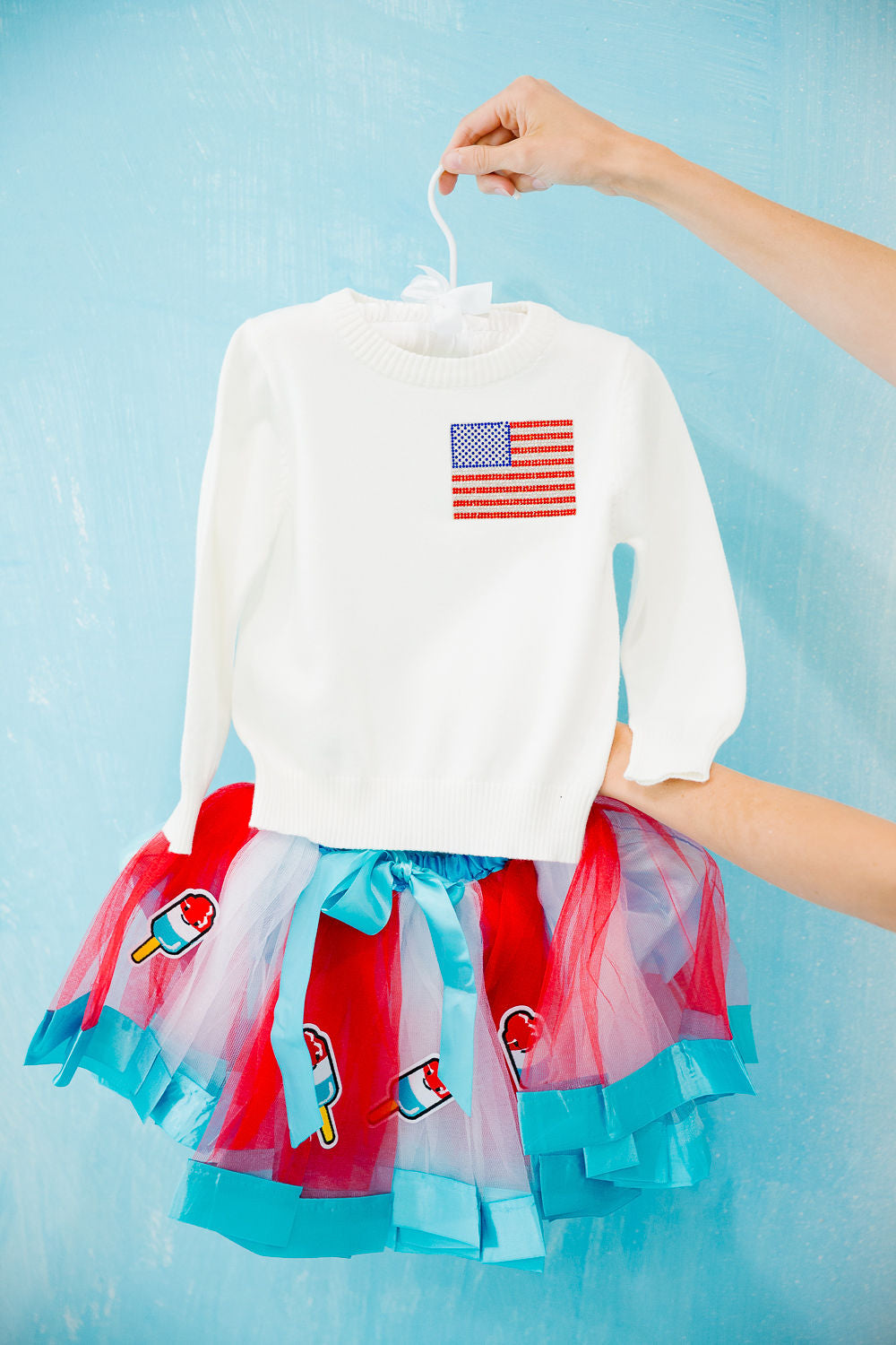 **MINI KIDS AMERICAN FLAG WHITE SWEATER SWEATER Judith March