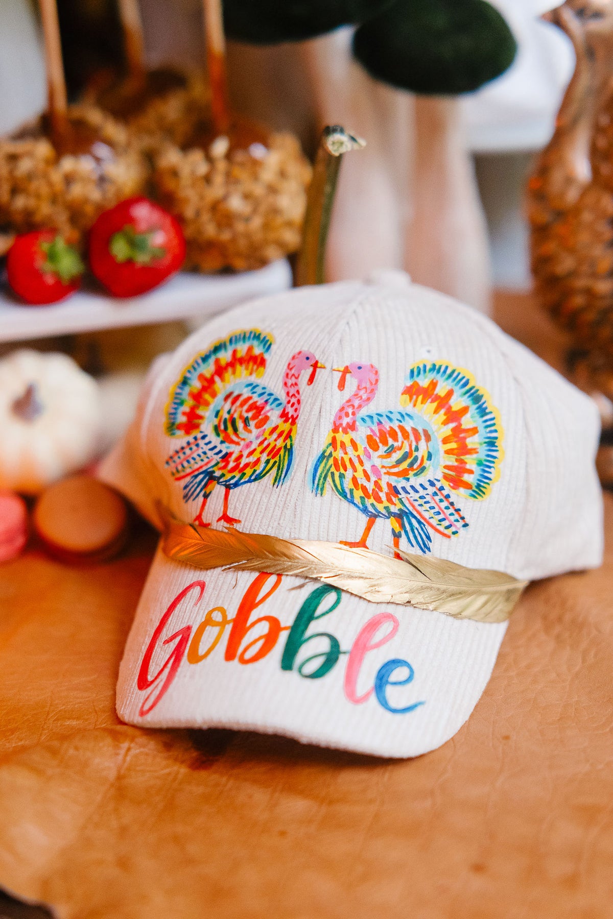 GOBBLE CREAM CORDUROY TRUCKER HAT TRUCKER HAT Judith March