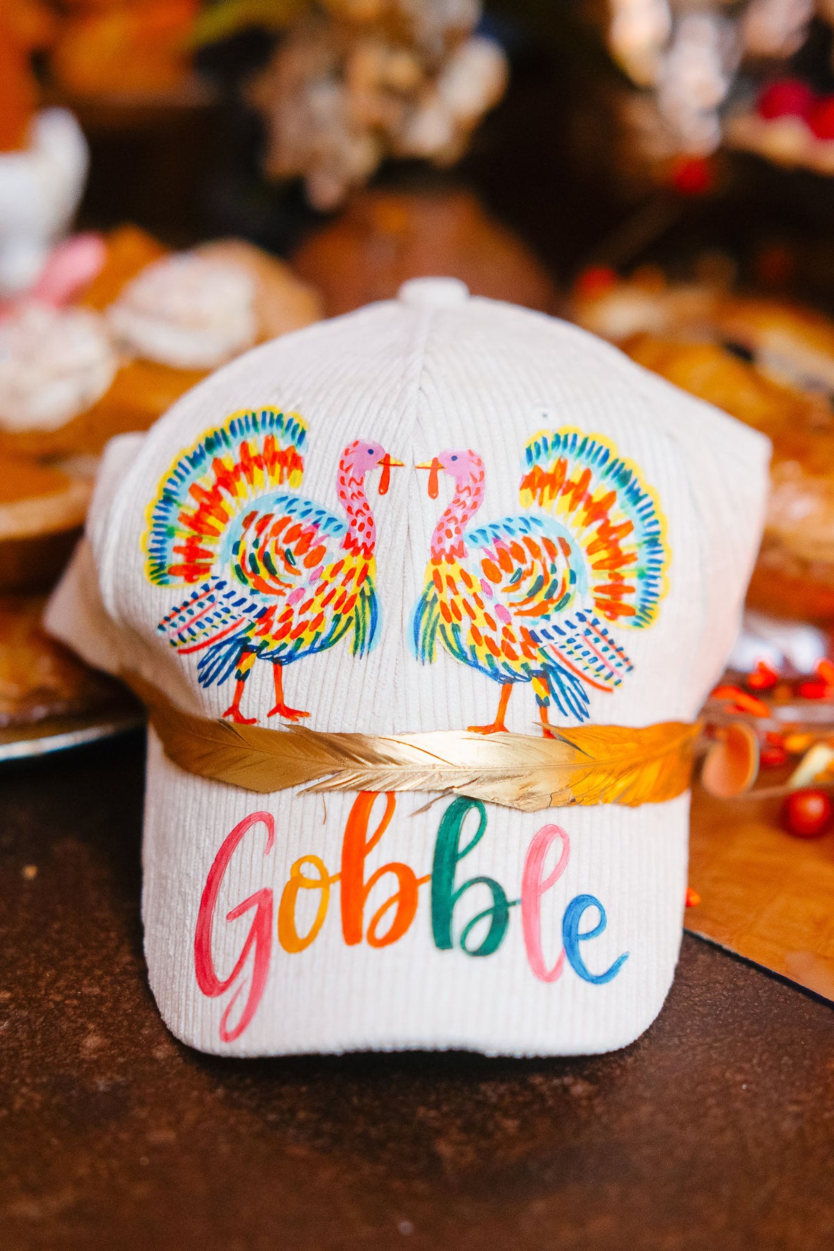 GOBBLE CREAM CORDUROY TRUCKER HAT TRUCKER HAT Judith March