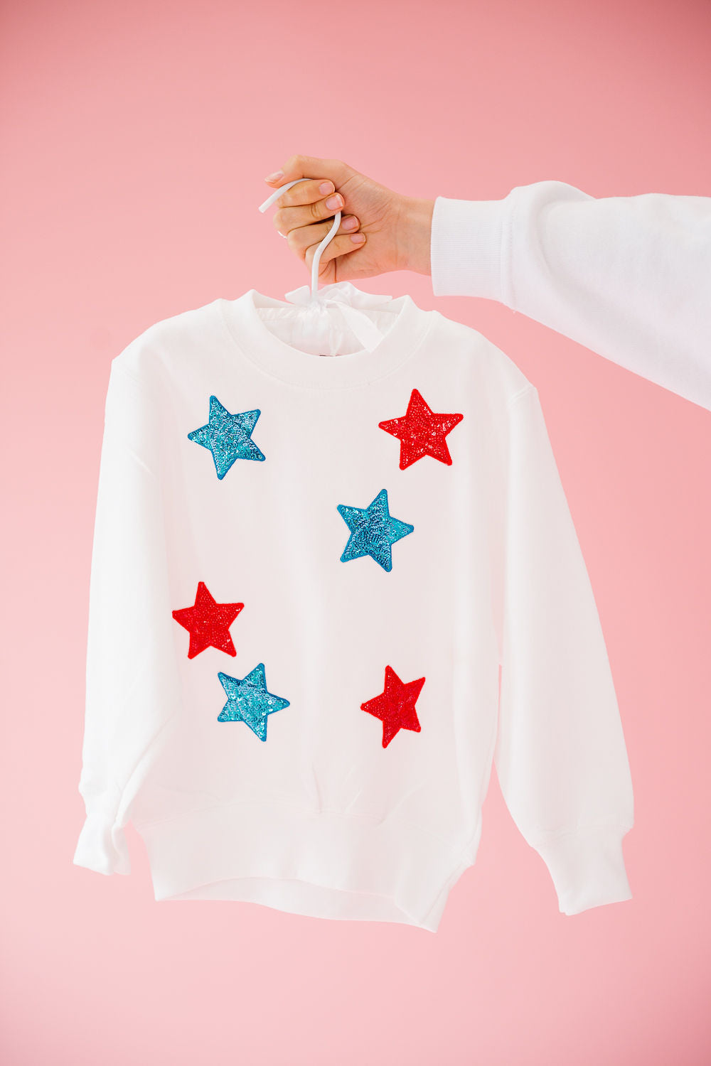 MINI KIDS USA SEQUIN STARS WHITE PULLOVER pullover Judith March