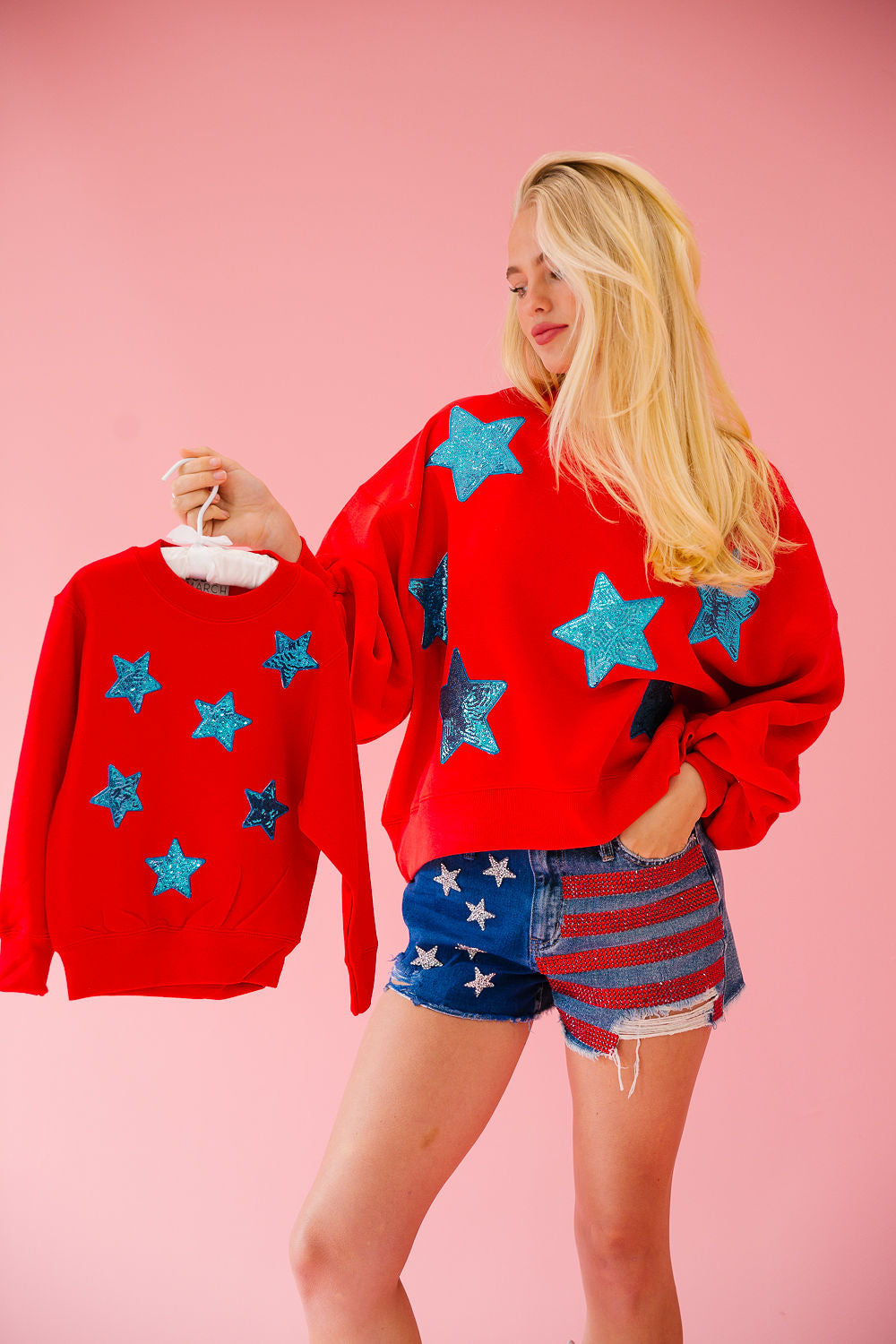 MINI KIDS USA SEQUIN STARS RED PULLOVER pullover Judith March