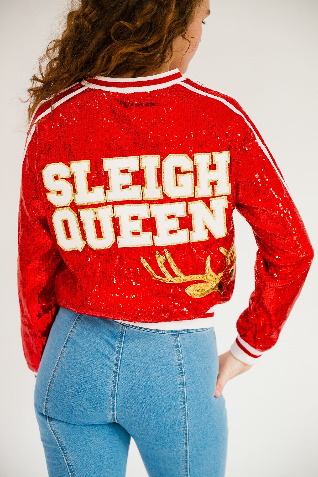 *SLEIGH QUEEN RED SEQUIN JACKET - SMALL PULLOVER Judith March