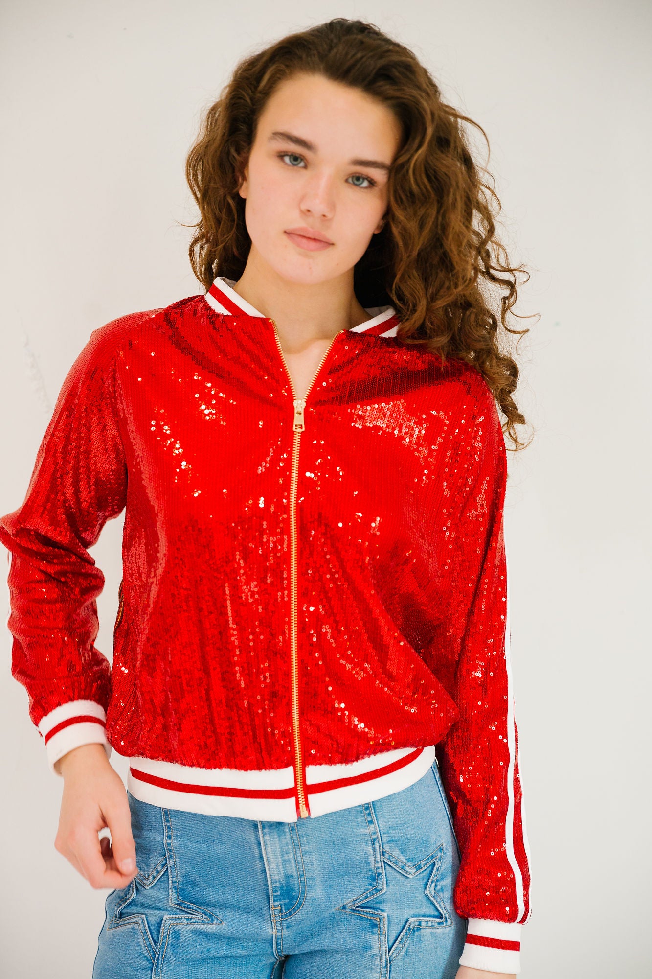 *SLEIGH QUEEN RED SEQUIN JACKET - SMALL PULLOVER Judith March