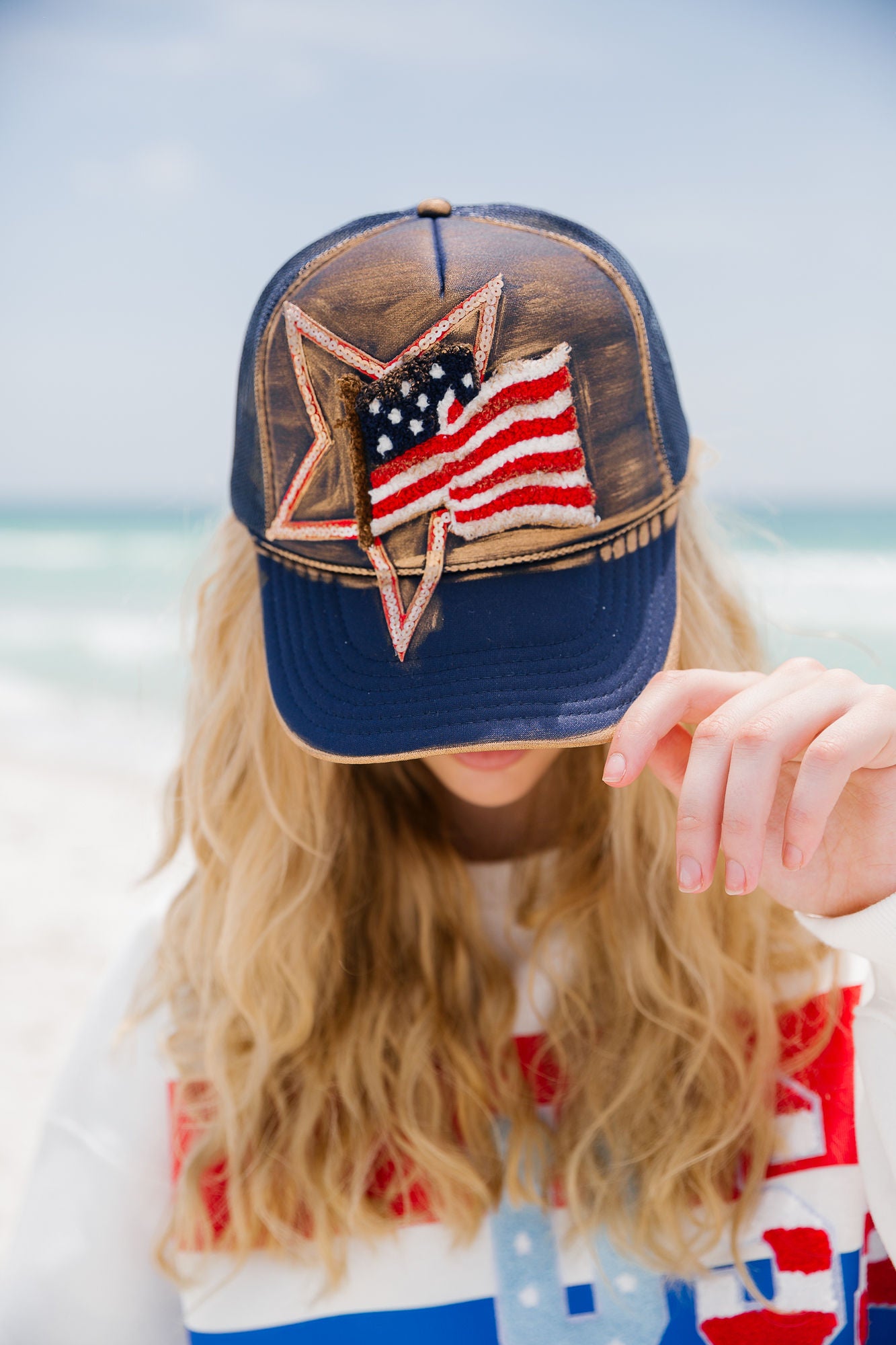 STAR SPANGLED TRUCKER HAT HAT Judith March