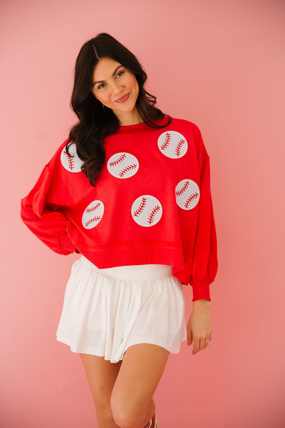 BASEBALL PATCH RED PULLOVER pullover Judith March