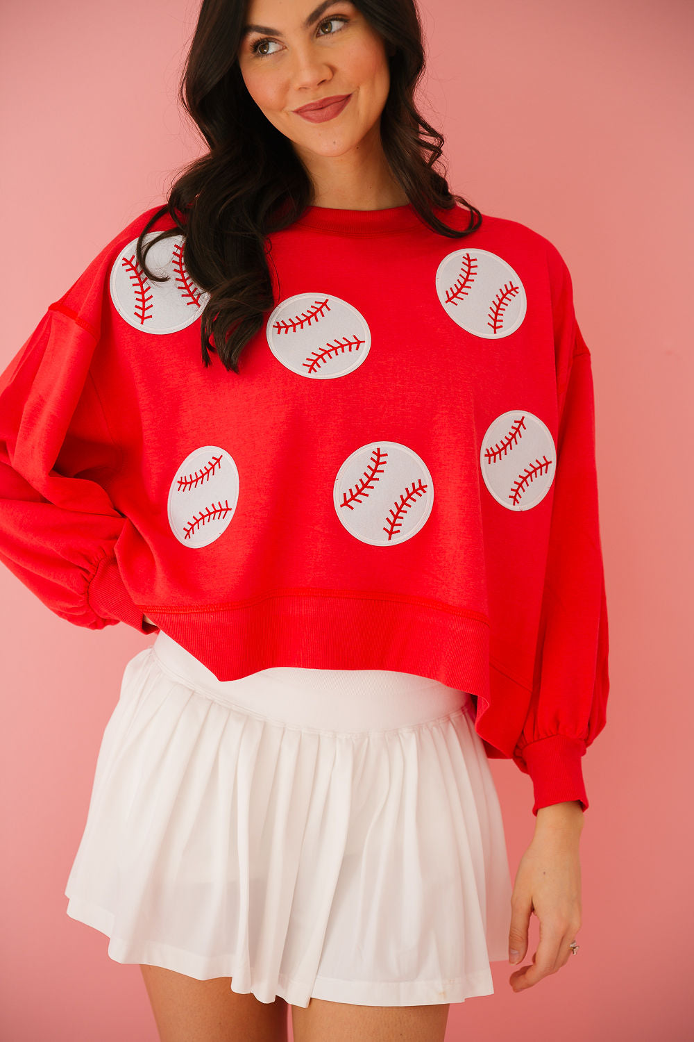 BASEBALL PATCH RED PULLOVER pullover Judith March