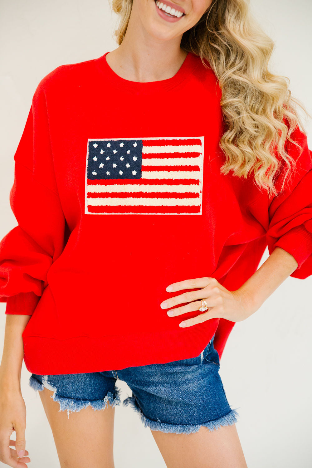 **TERRY FLAG RED PULLOVER PULLOVER Judith March