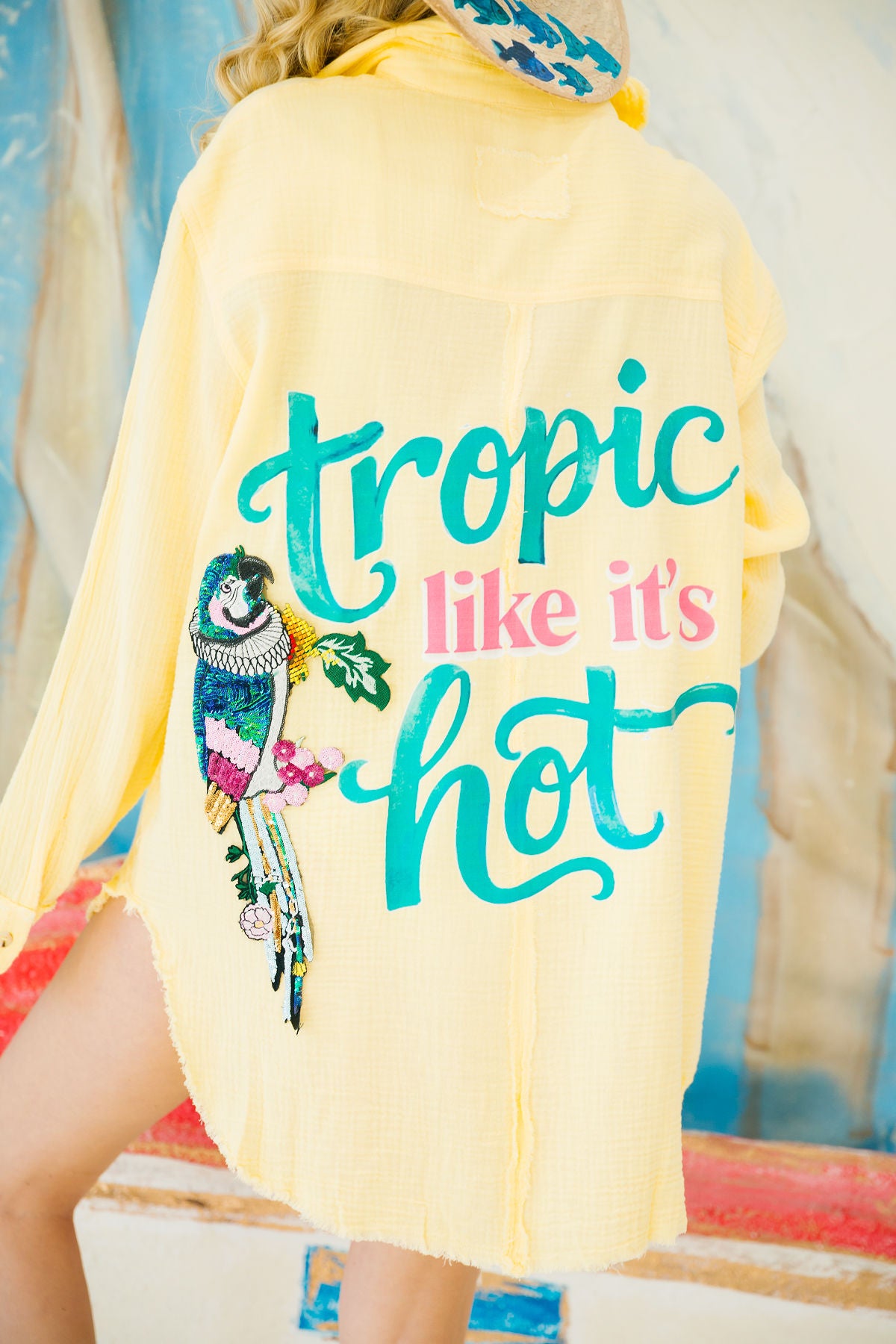 TROPIC LIKE IT'S HOT YELLOW BUTTON DOWN Button Down Judith March