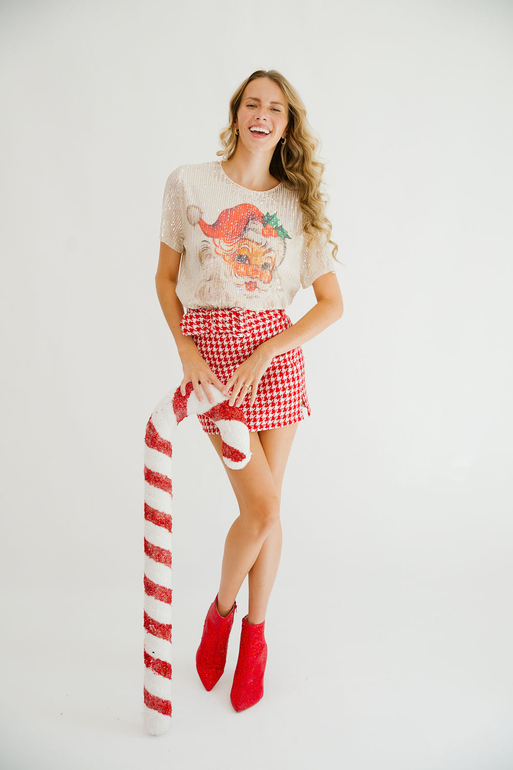 SANTA MISTLETOE SEQUIN TOP TOP Judith March