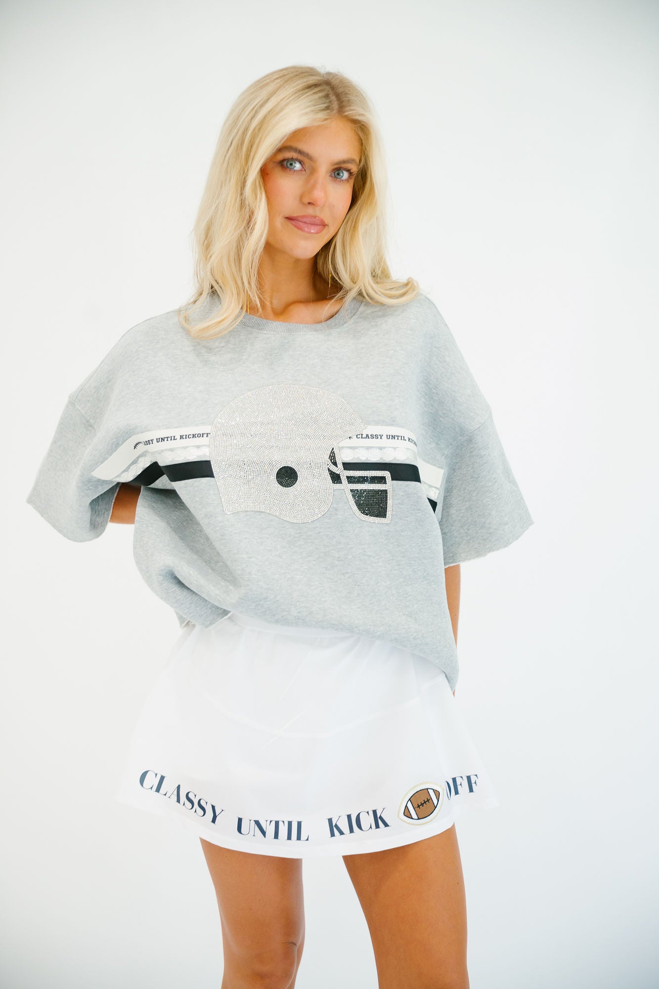 CLASSY UNTIL KICKOFF GREY SLEEVELESS PULLOVER PULLOVER Judith March