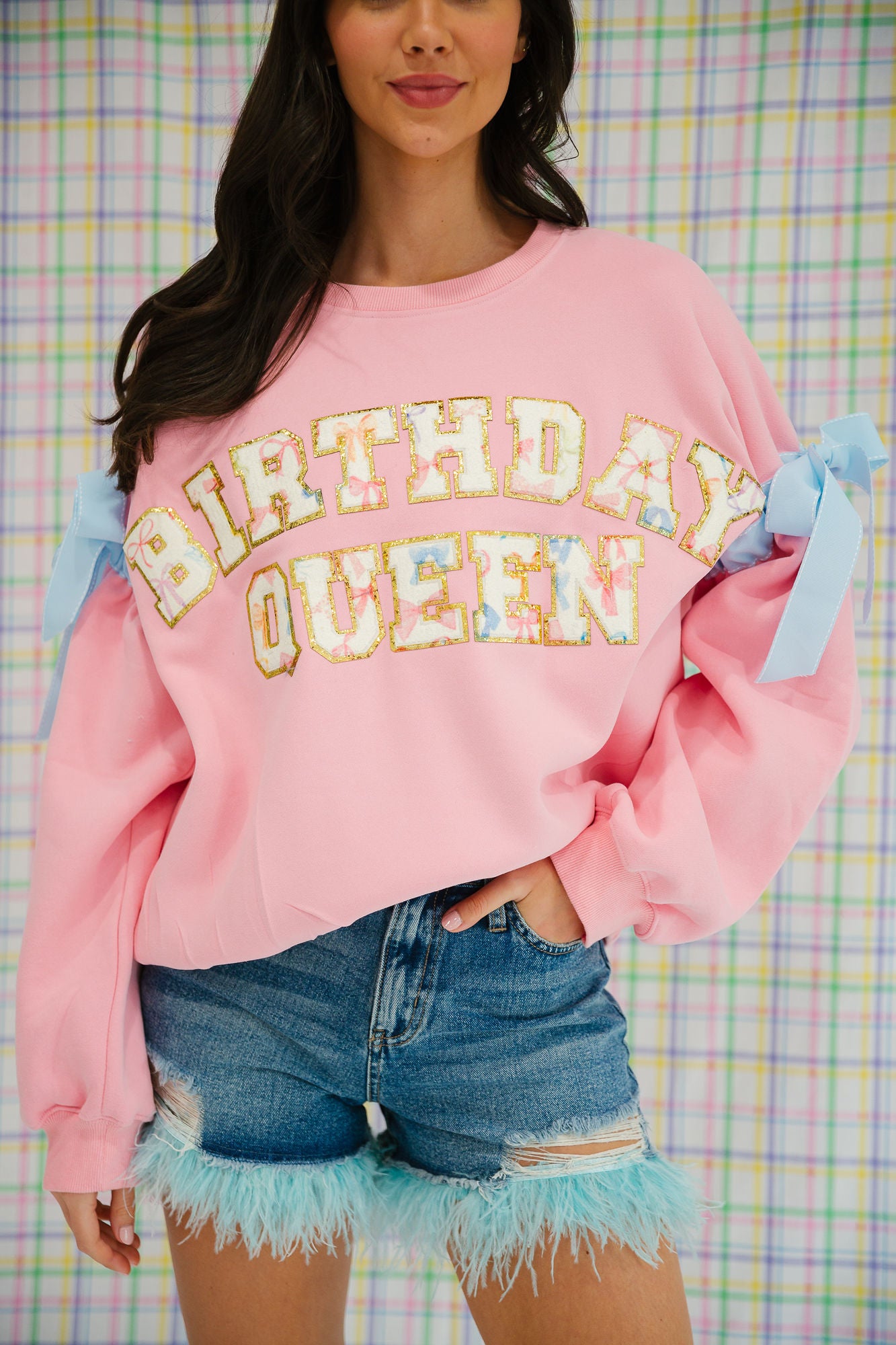 BIRTHDAY QUEEN RIBBON PINK PULLOVER pullover Judith March