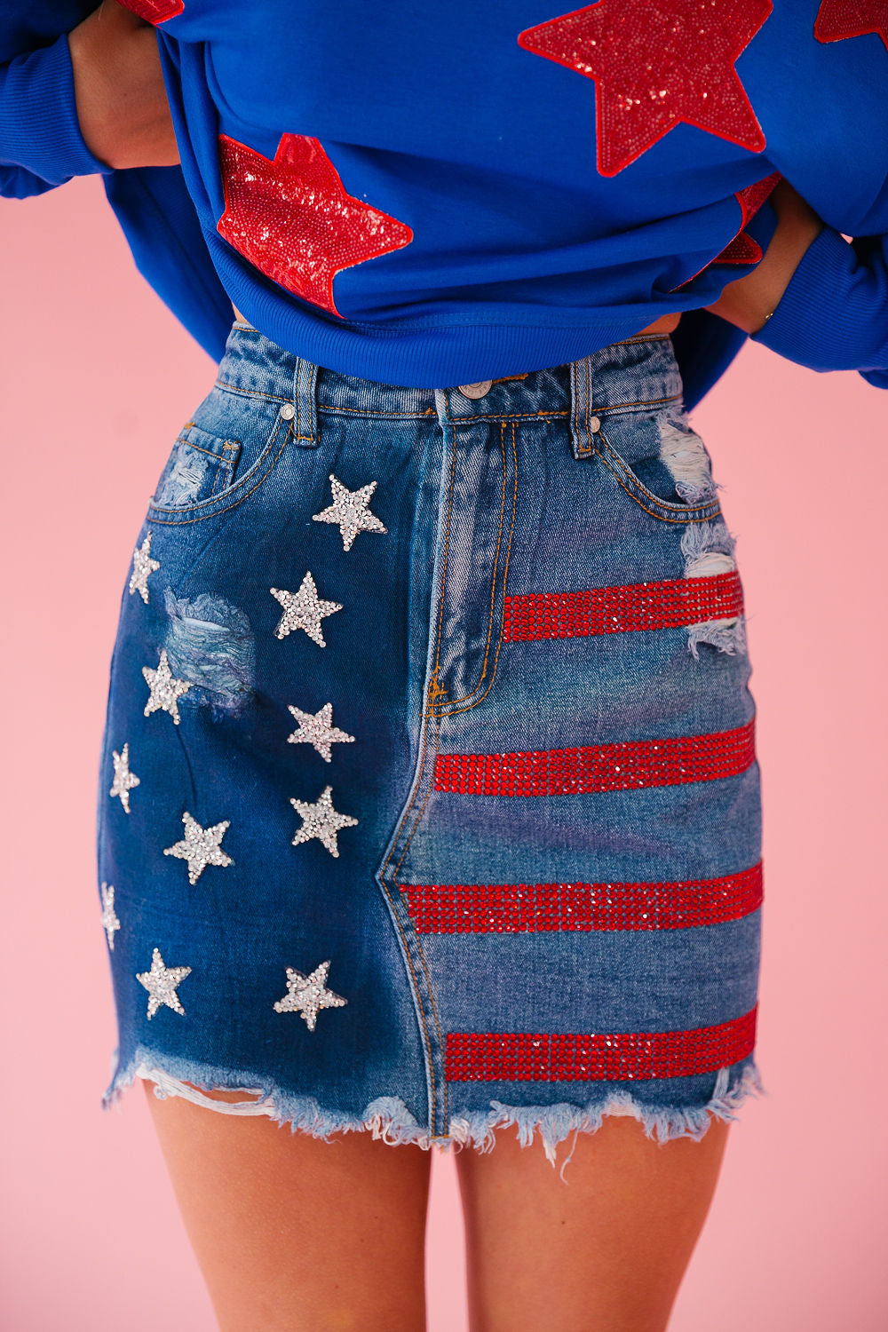 USA FLAG DENIM SKIRT SKIRT Judith March