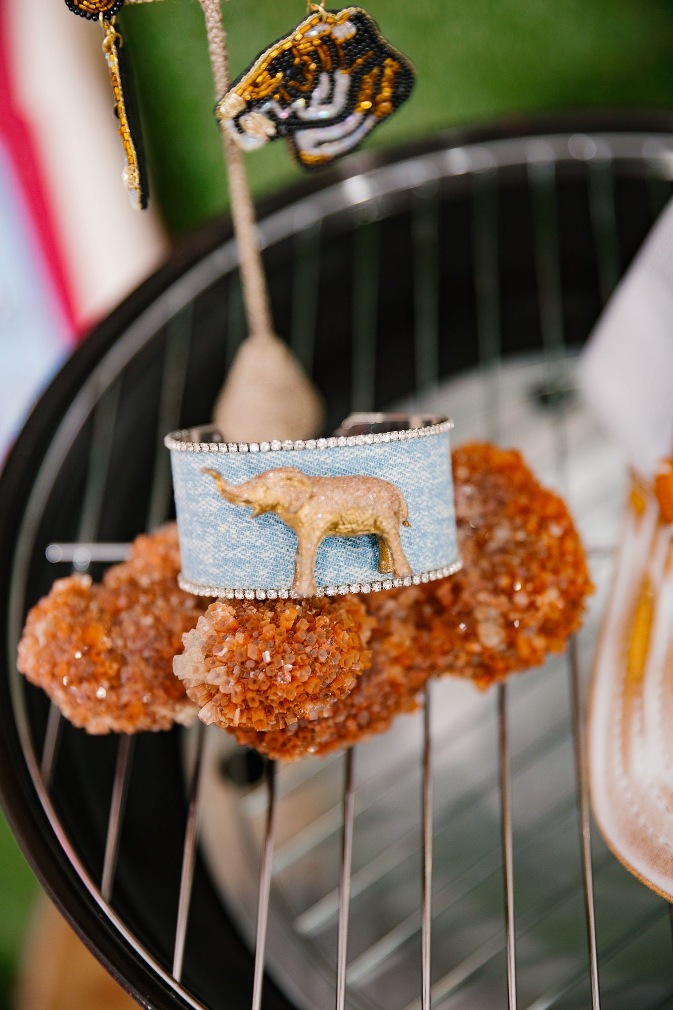 GOLDEN ELEPHANT DENIM CUFF BRACELET BRACELET Judith March