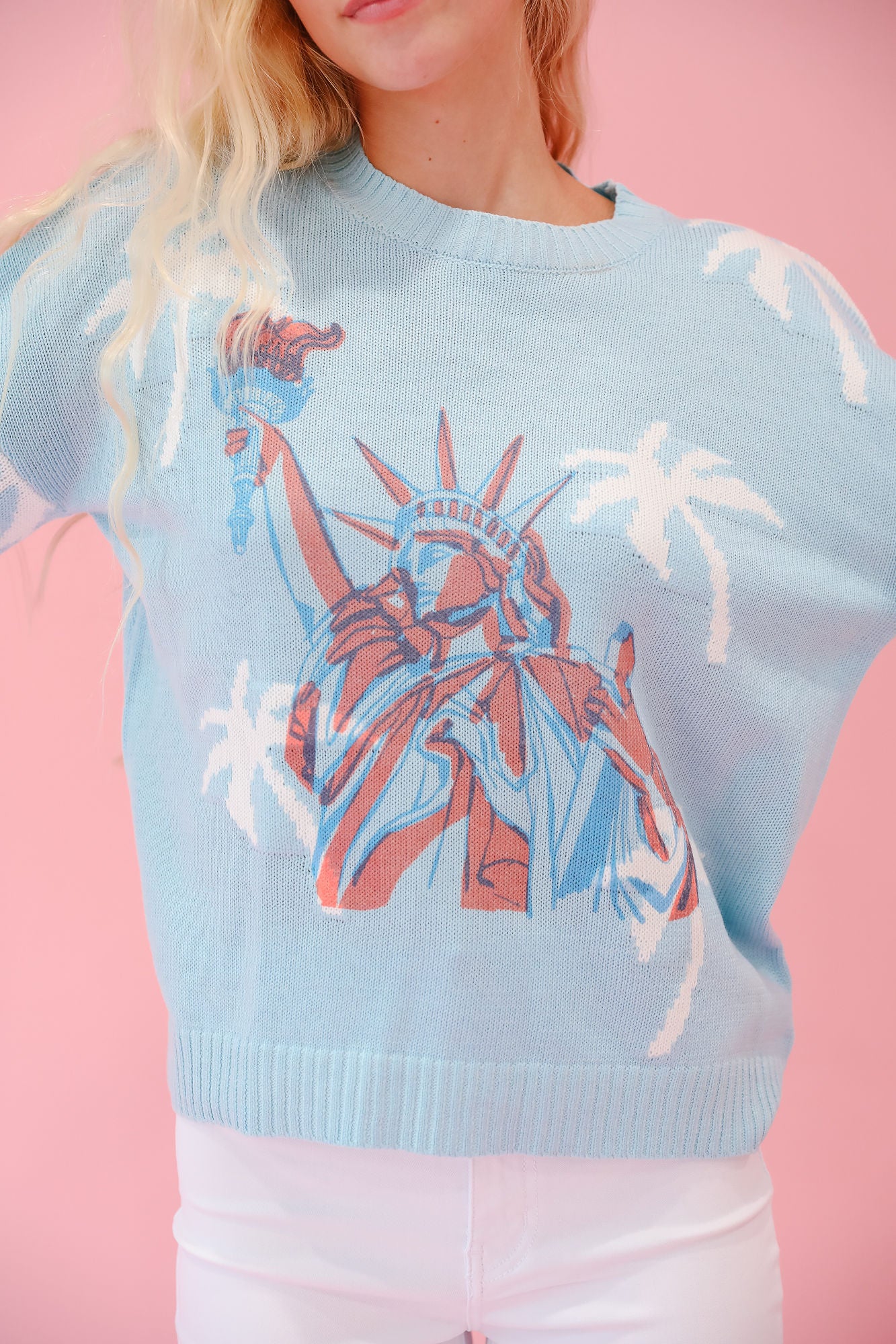 LADY LIBERTY BLUE BEACH SWEATER SWEATER Judith March