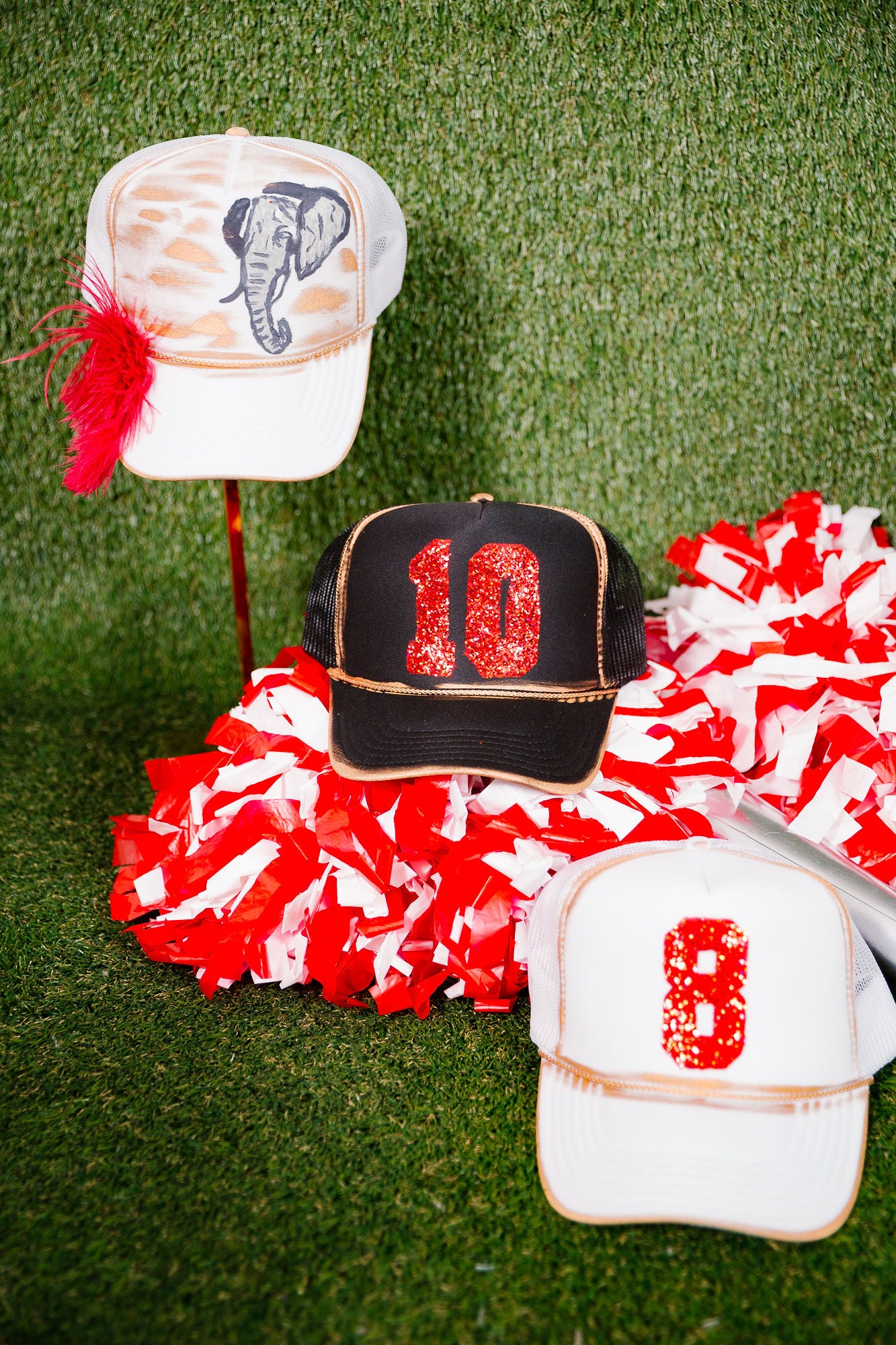 CUSTOM GLITTER NUMBER TRUCKER HATS HAT Judith March