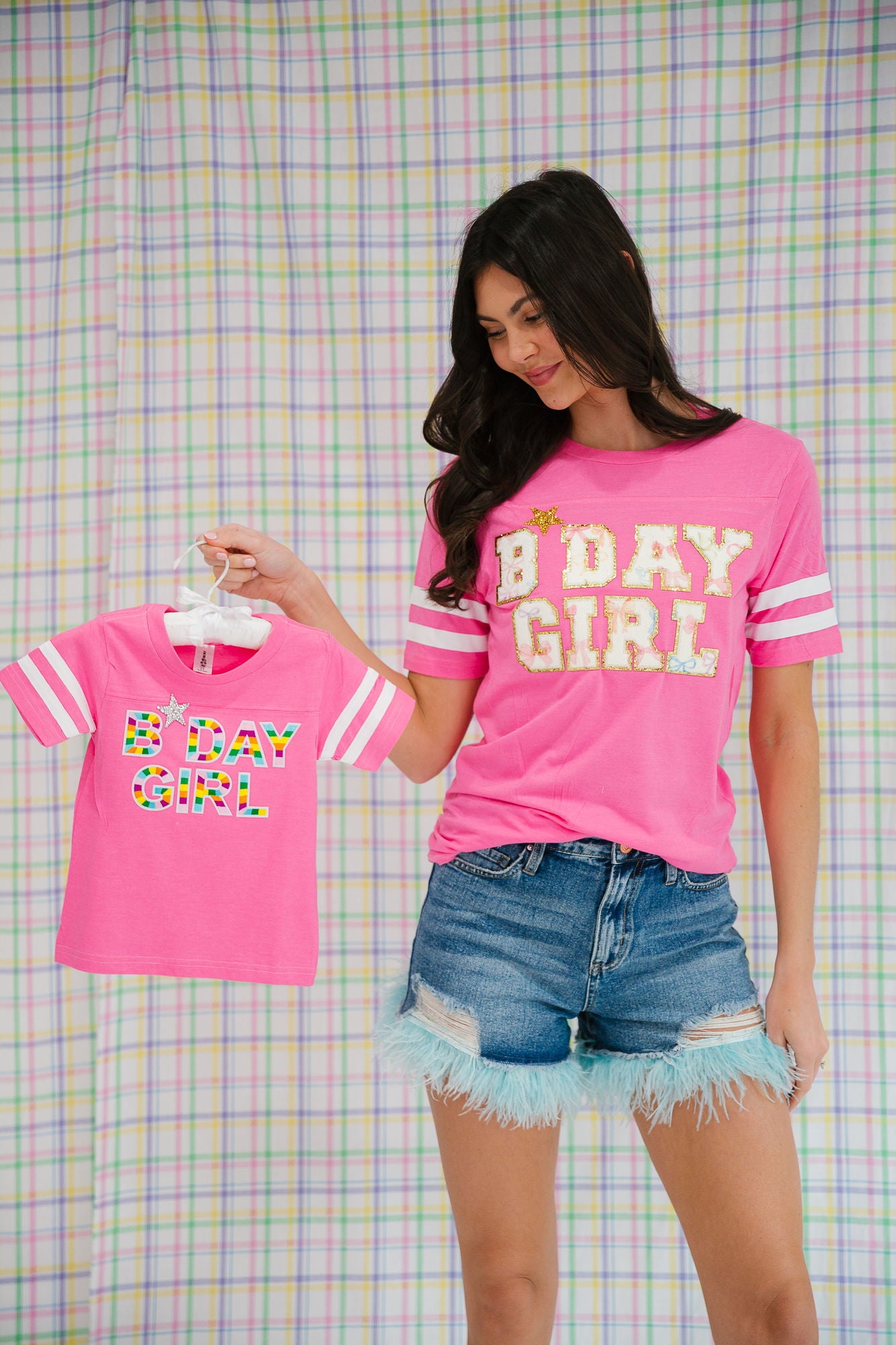 MINI KIDS BDAY GIRL PINK VARSITY TEE Tee Judith March