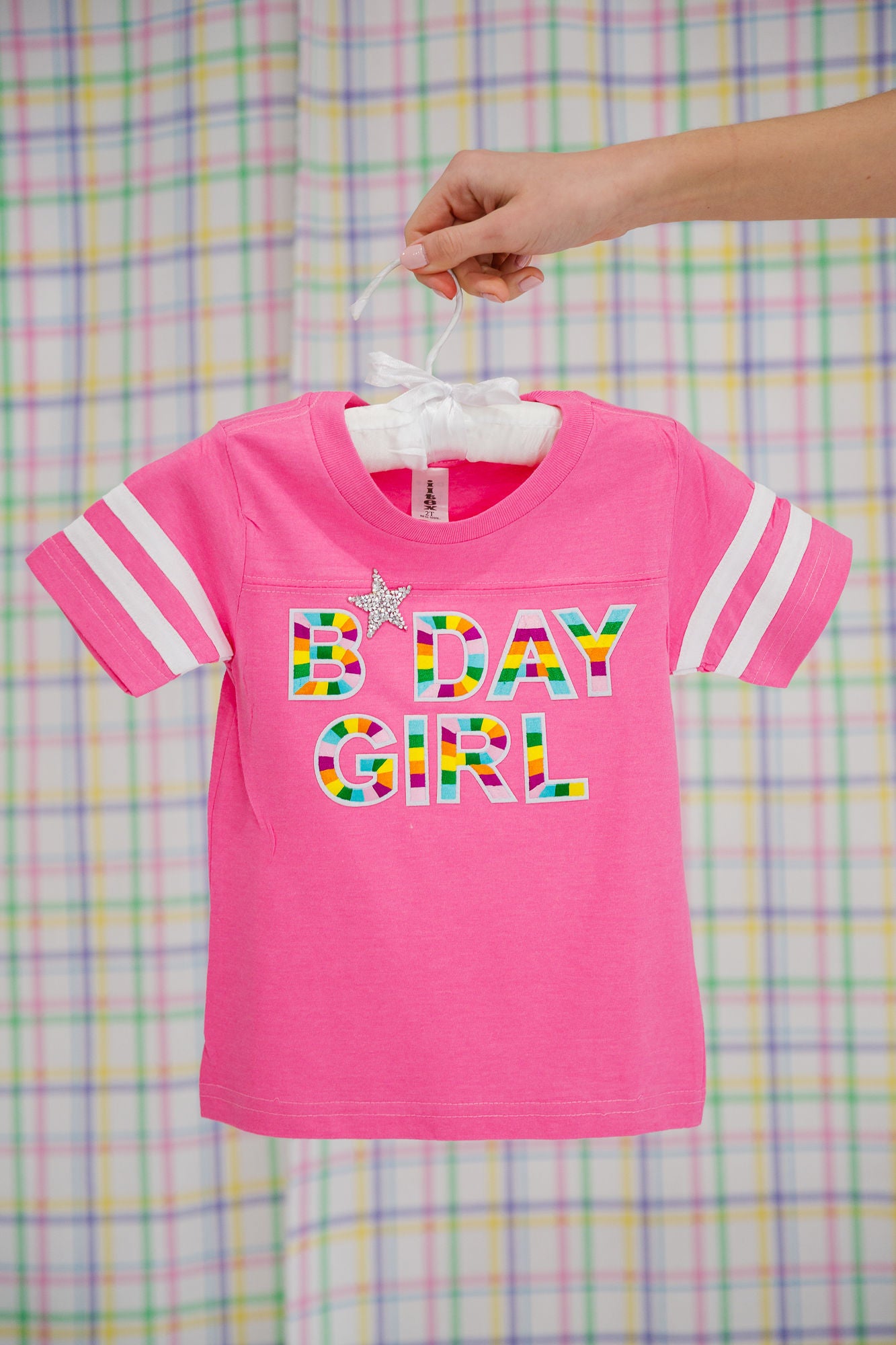 MINI KIDS BDAY GIRL PINK VARSITY TEE Tee Judith March